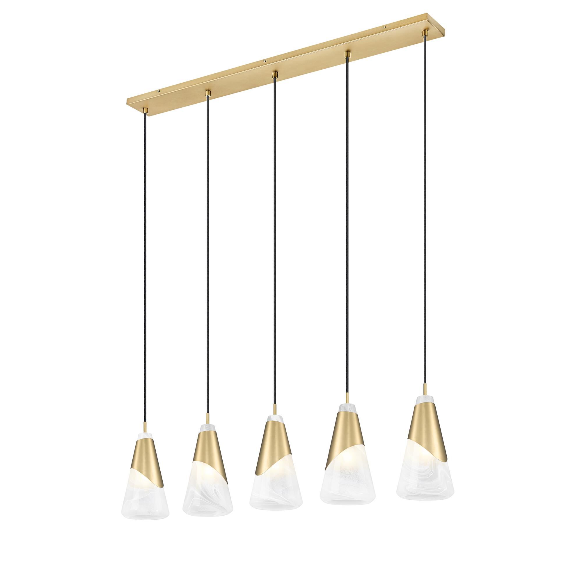 Shown in Modern Gold finish and White Swirl glass and White Swirl shade