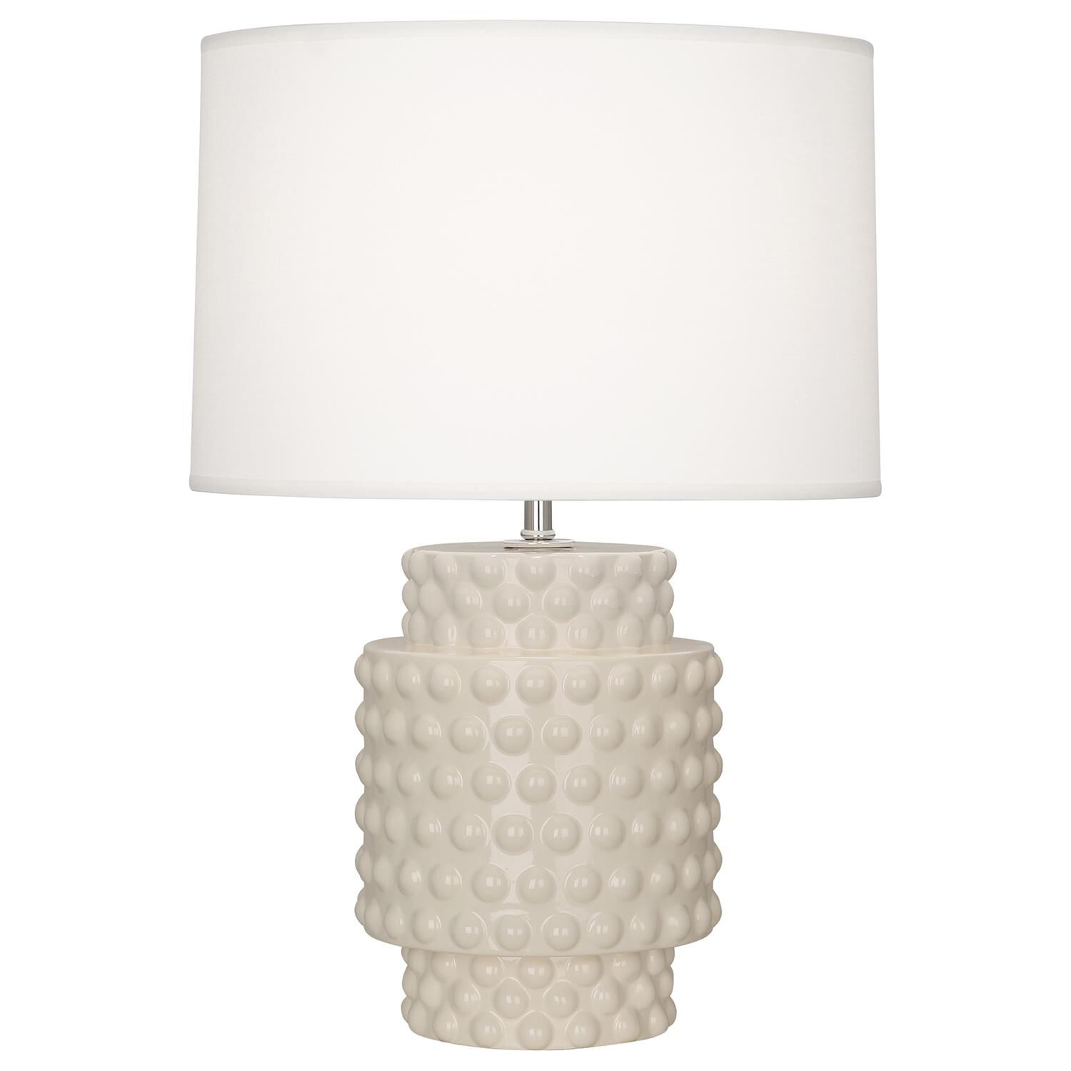 Shown in Bone Glazed Textured Ceramic finish and Fondine Fabric shade