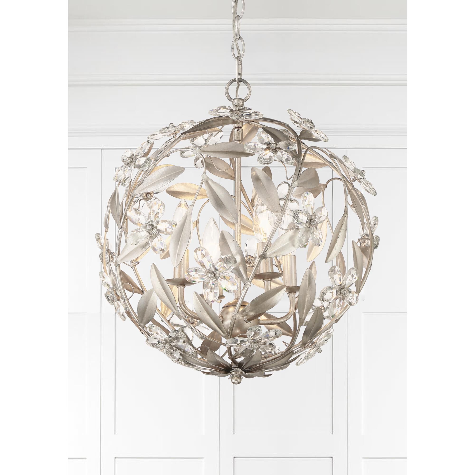 Shown in Antique Silver finish and Hand Cut crystal