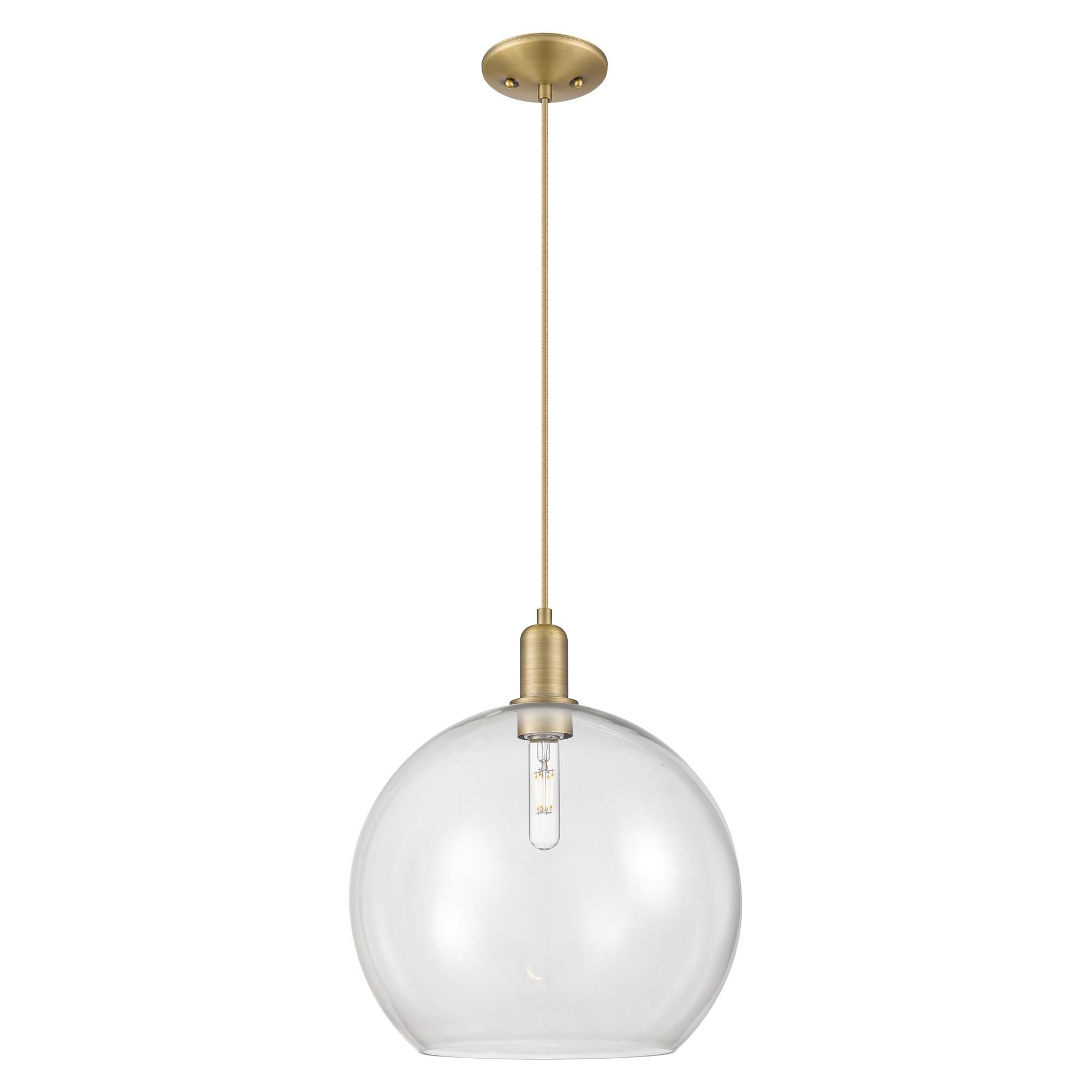 Shown in Brushed Brass finish and Clear glass