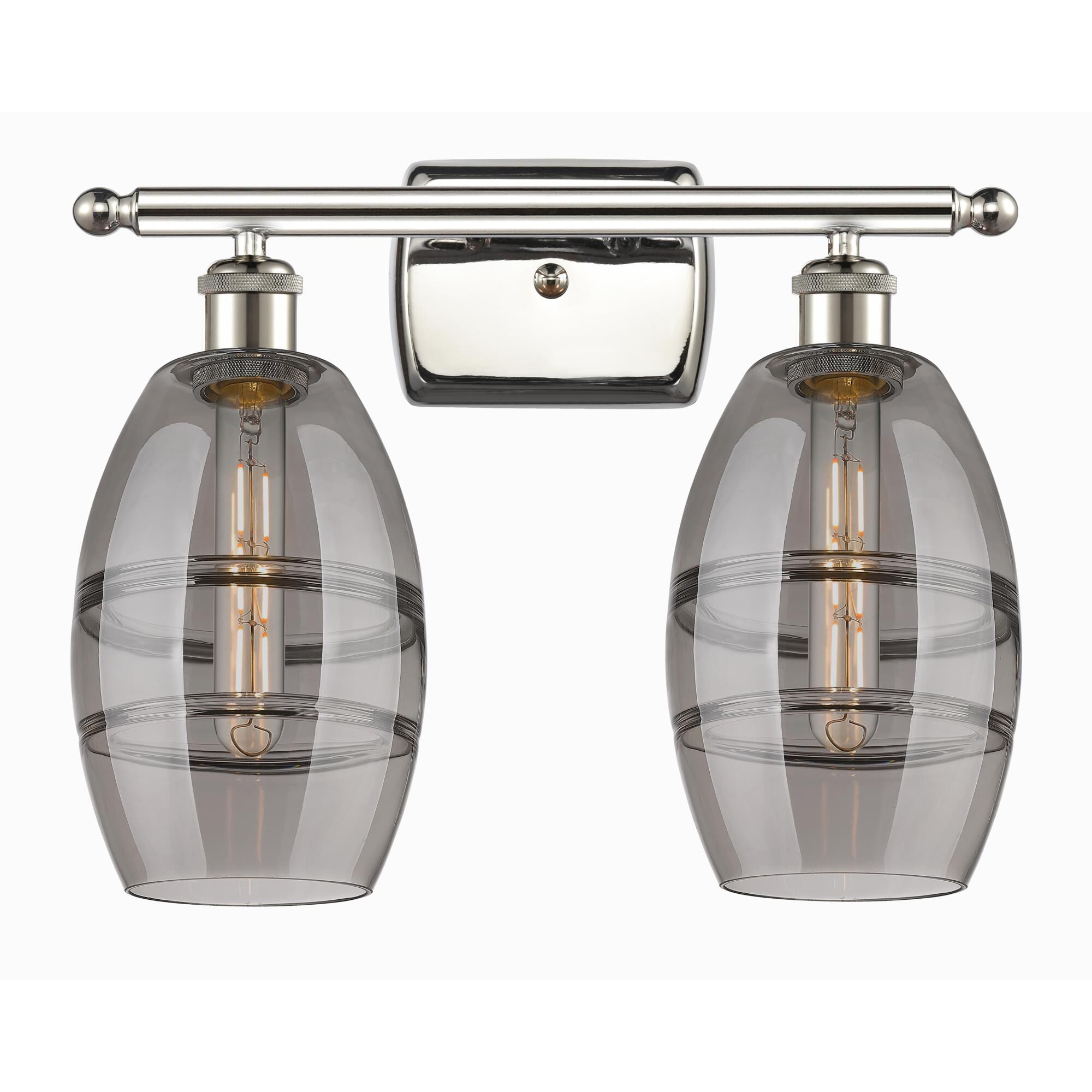 Shown in Polished Nickel finish and Light Smoke glass