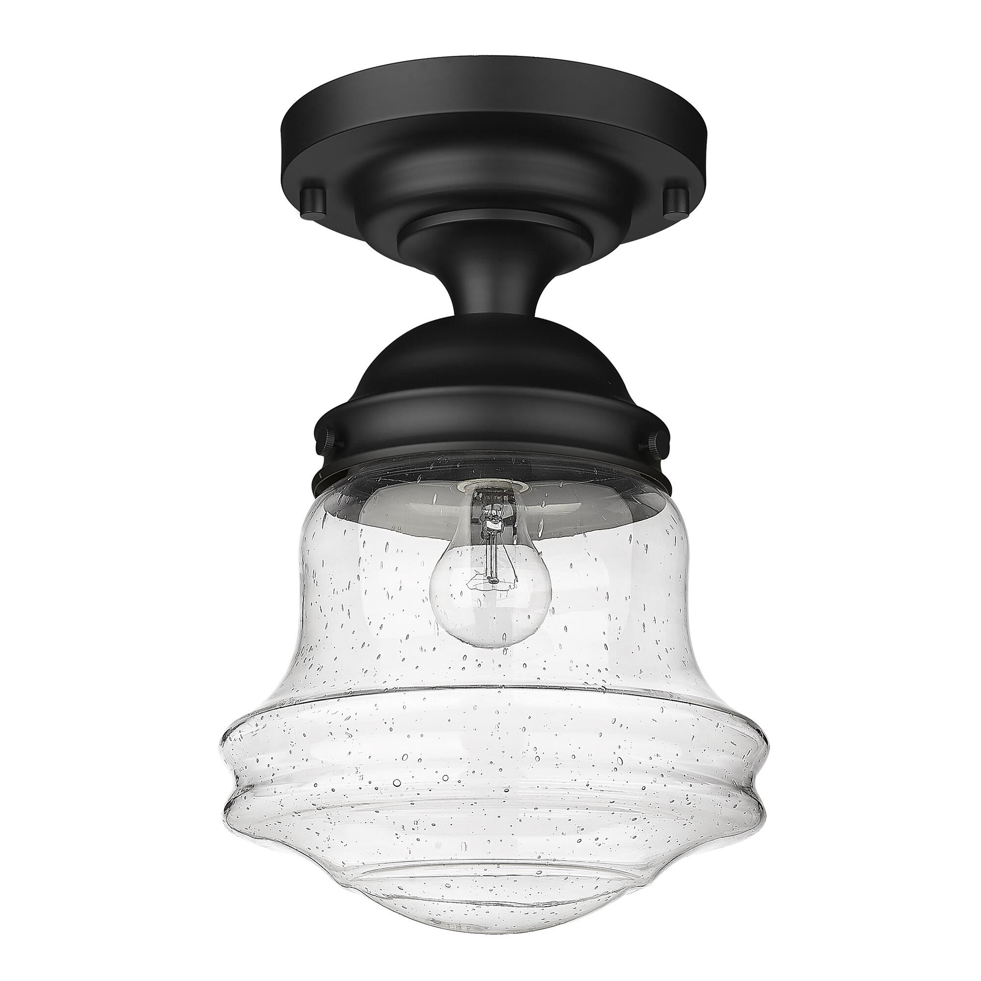 Shown in Matte Black finish and Clear Seedy glass