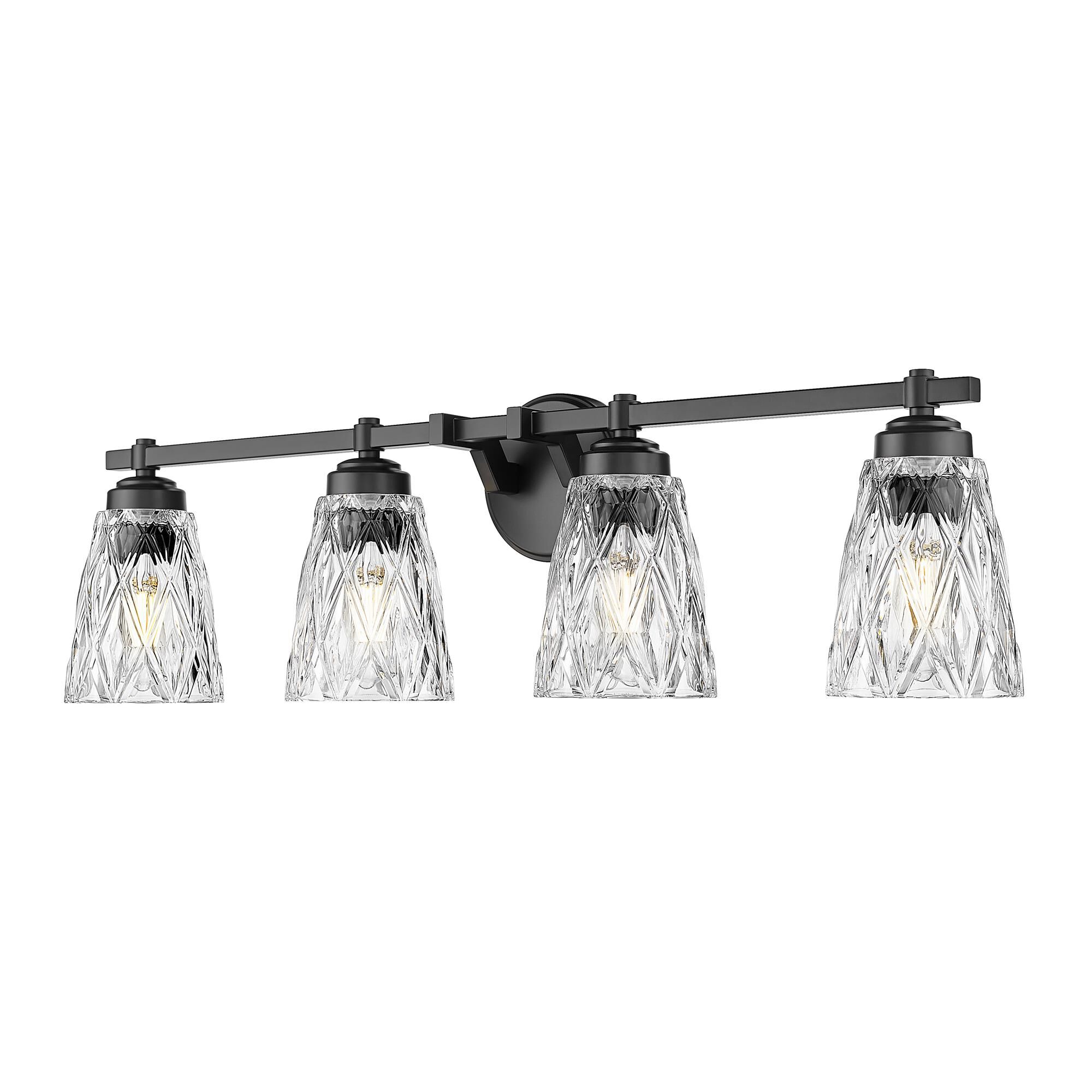 Shown in Matte Black finish and Clear glass