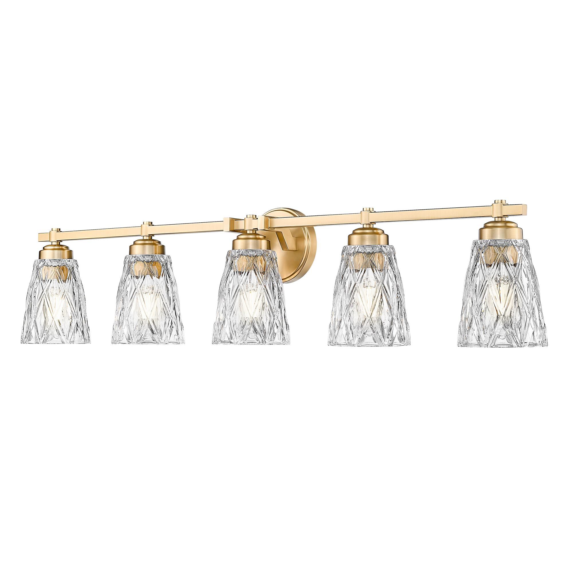 Shown in Modern Gold finish and Clear glass