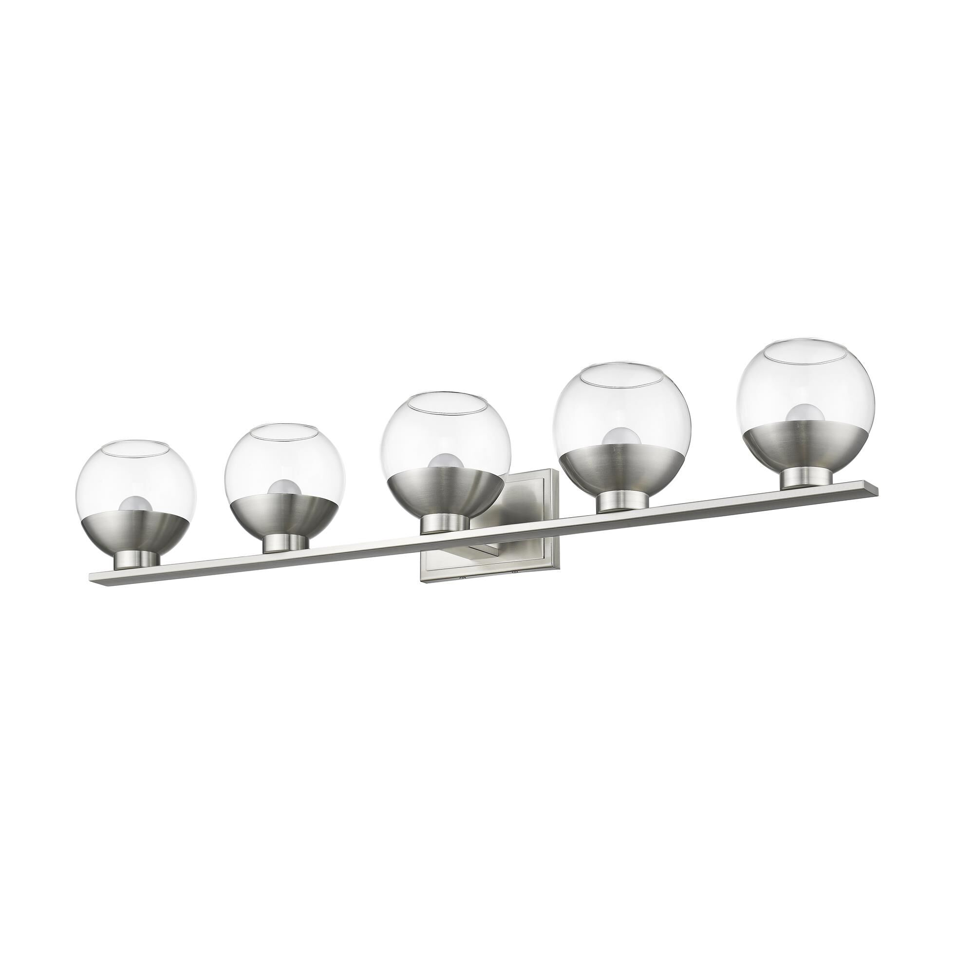 Shown in Brushed Nickel finish and Glass shade