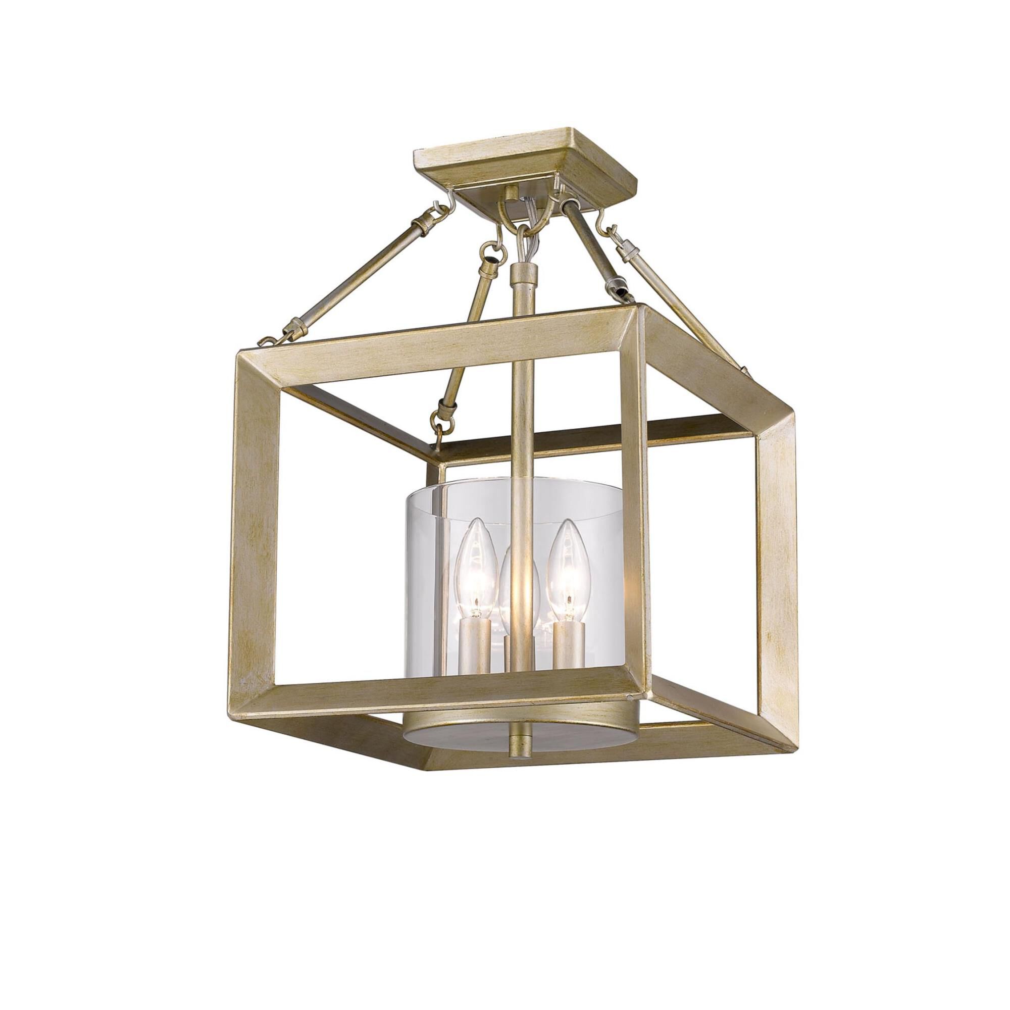 Shown in White Gold finish and Clear glass