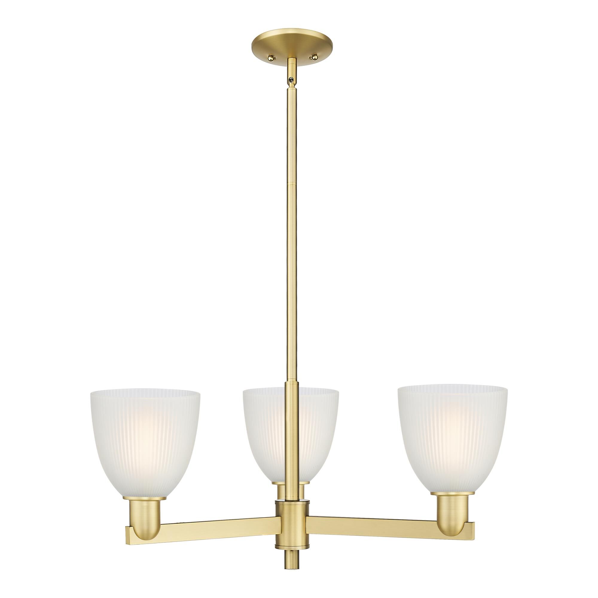 Shown in Satin Gold finish and White glass