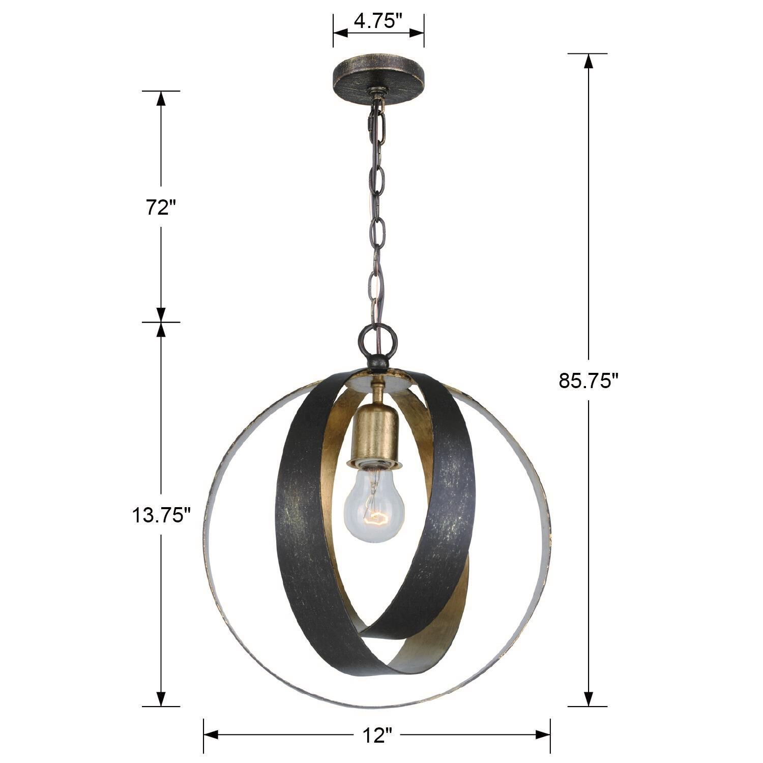 Crystorama Luna 12 Inch Mini Pendant