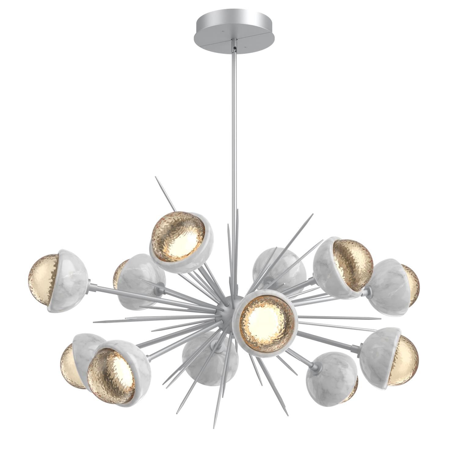 Shown in Classic Silver finish and Amber glass and White Marble accent