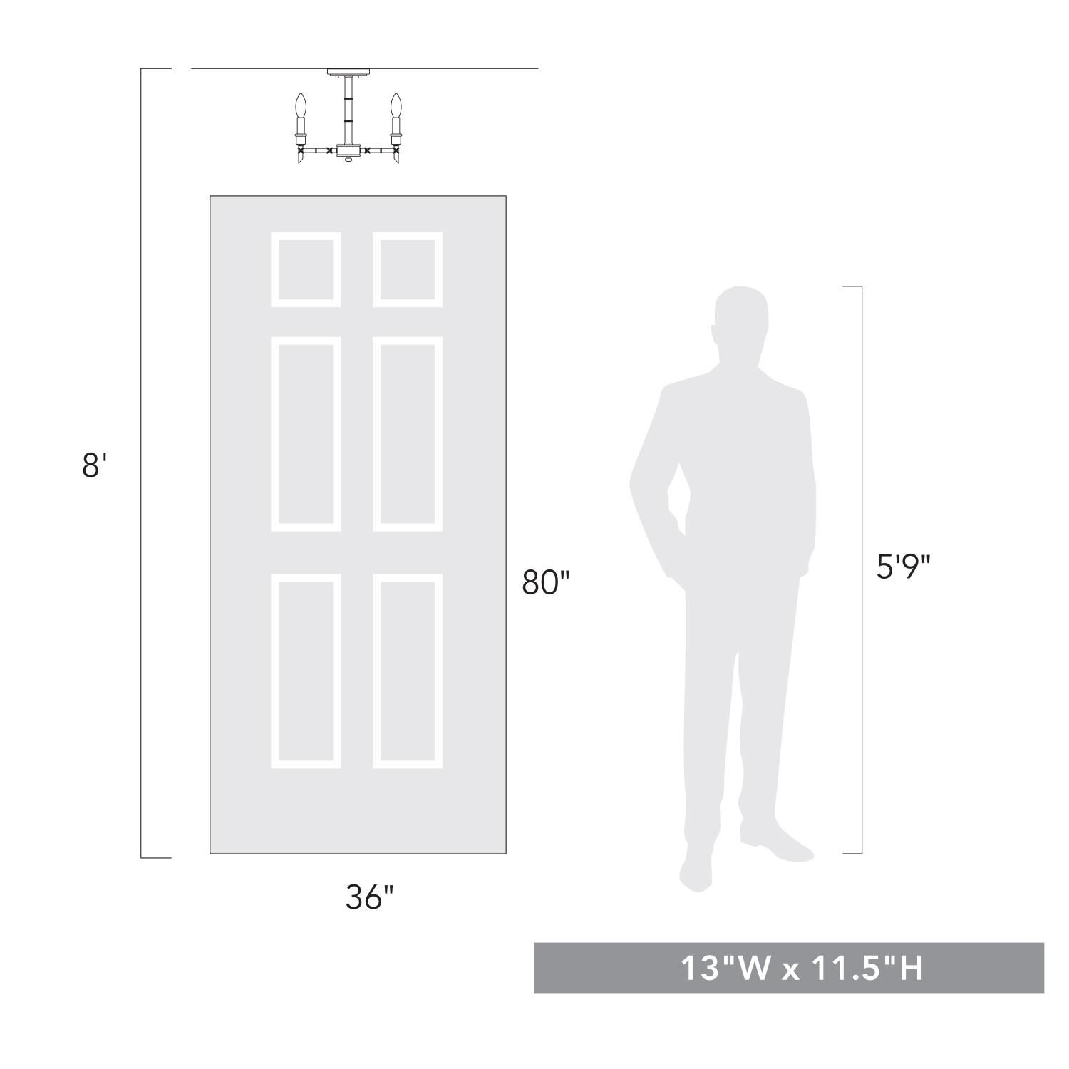Cambay 13 Inch Semi Flush Mount by Golden Lighting