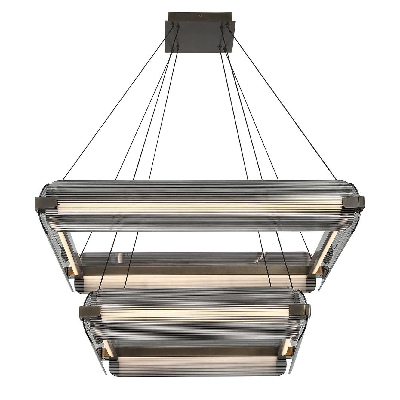 Shown in Weathered Brass finish and Smoked glass