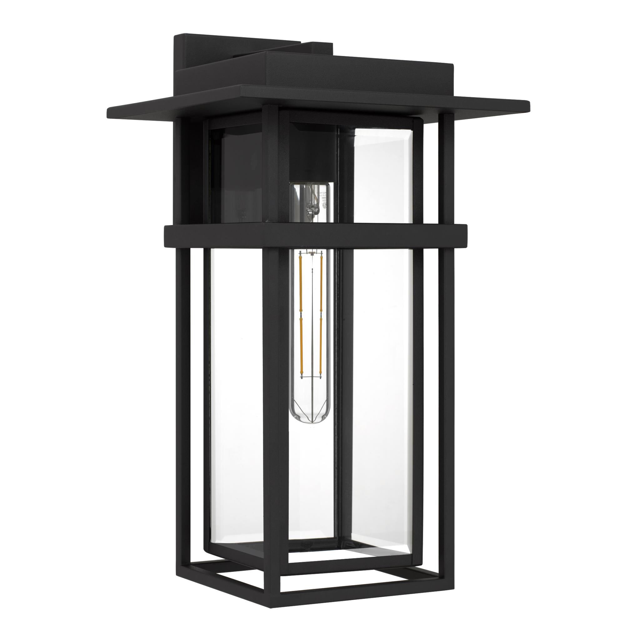 Shown in Earth Black finish and Clear Beveled Glass shade