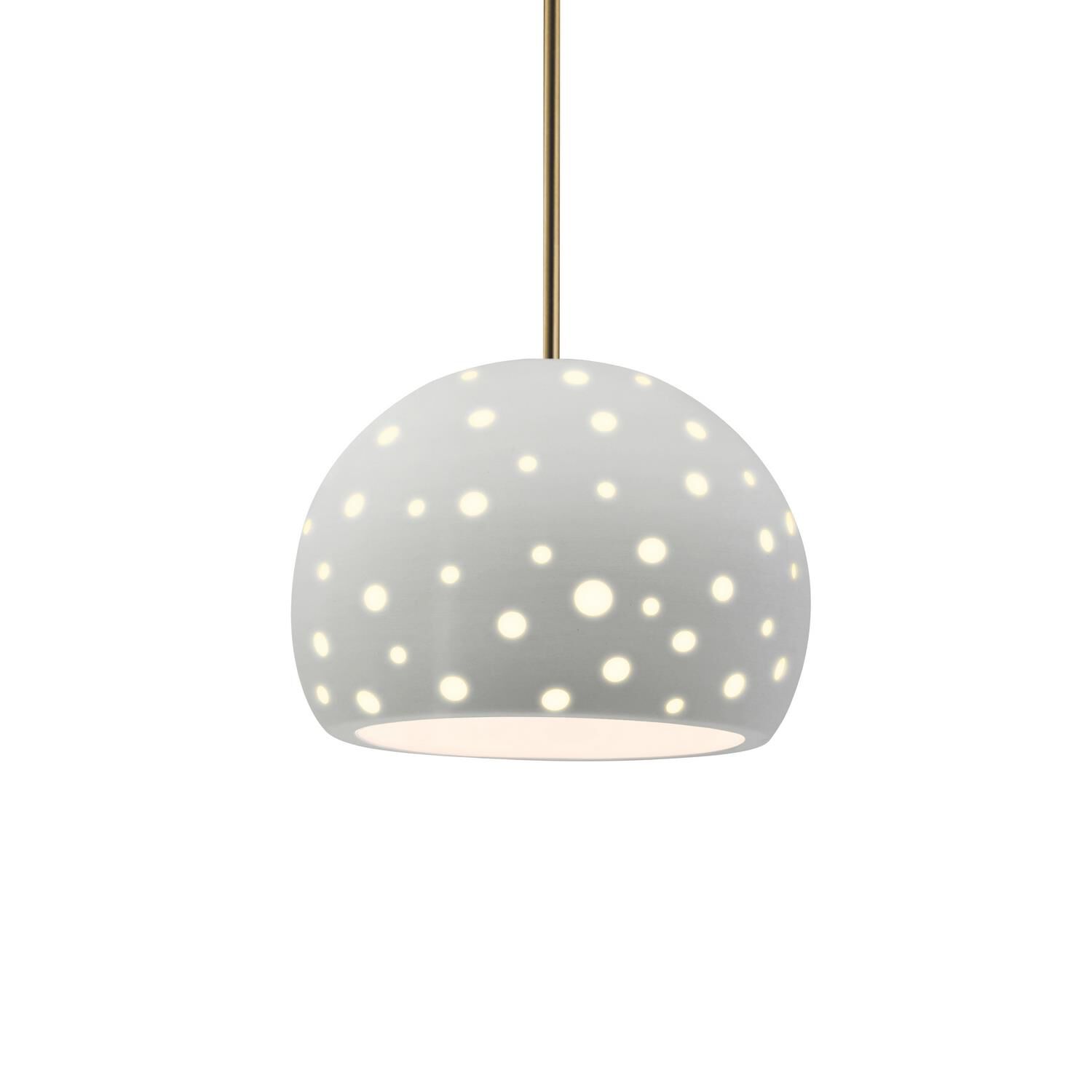 Shown in Antique Brass finish and Matte White shade