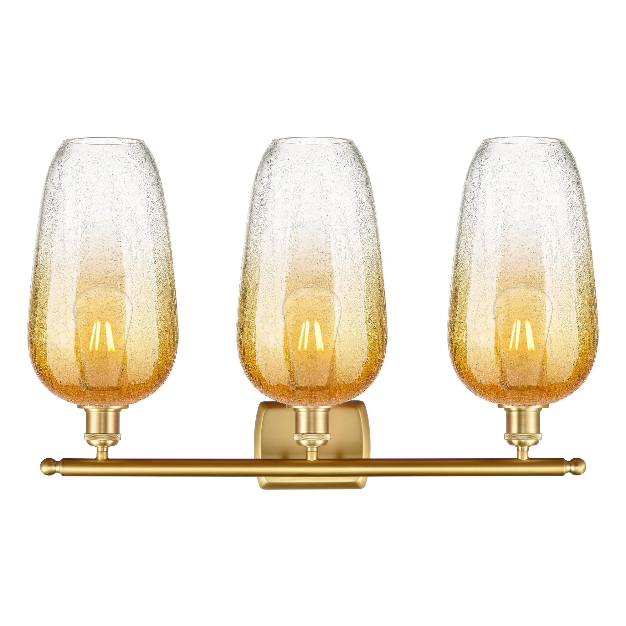 Shown in Satin Gold finish and Amber glass