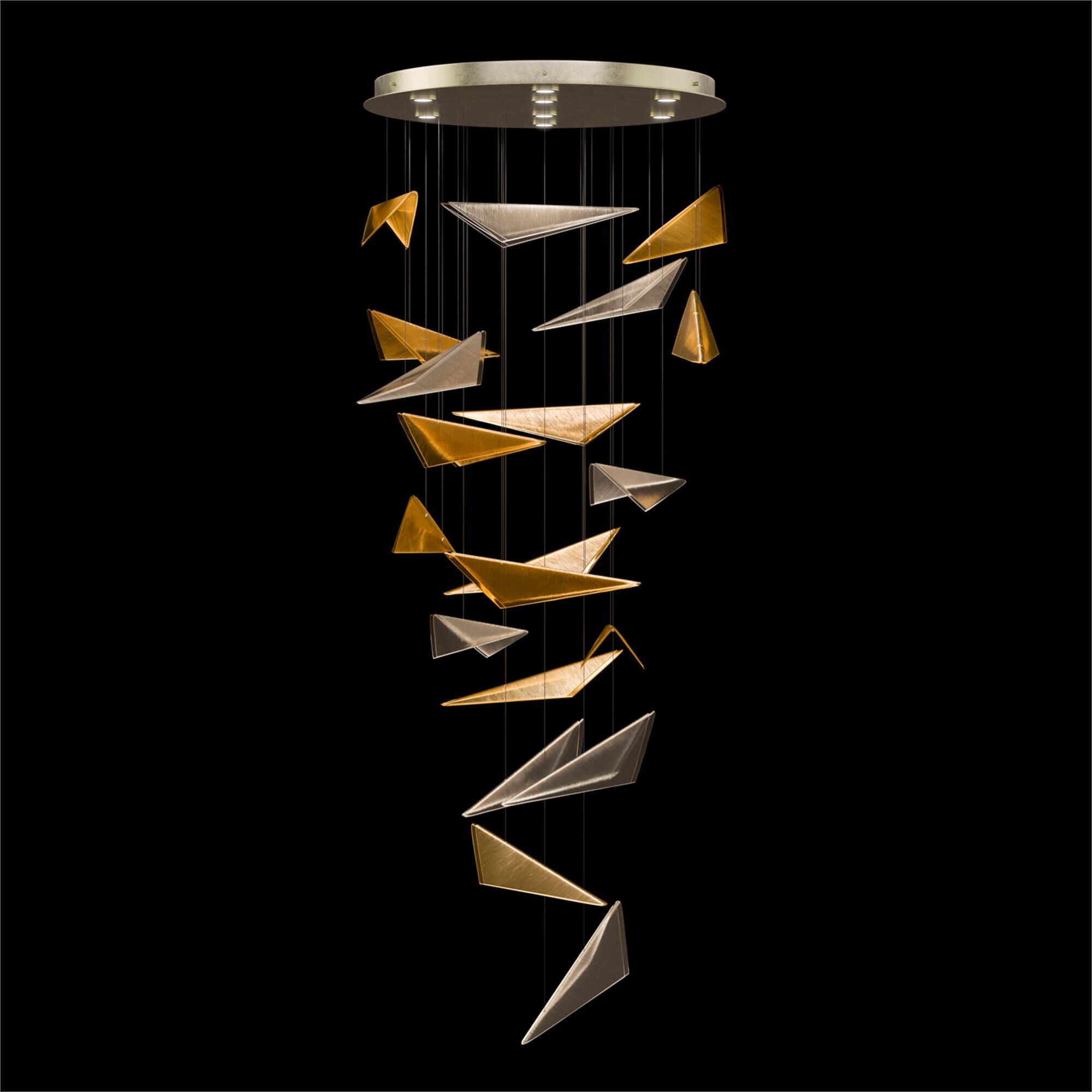 Shown in Gold finish and Amber Linear glass