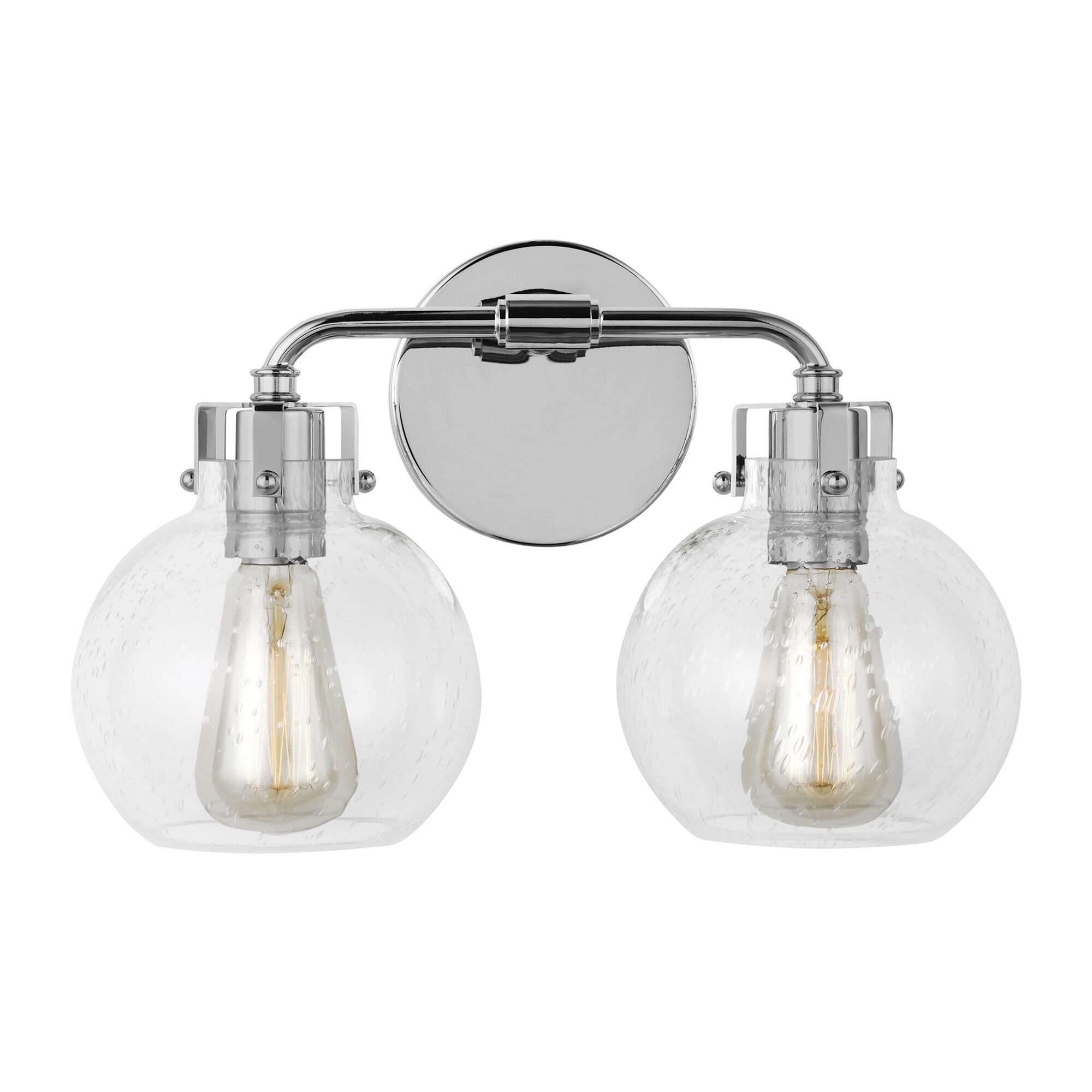 Shown in Chrome finish and Clear Seeded glass