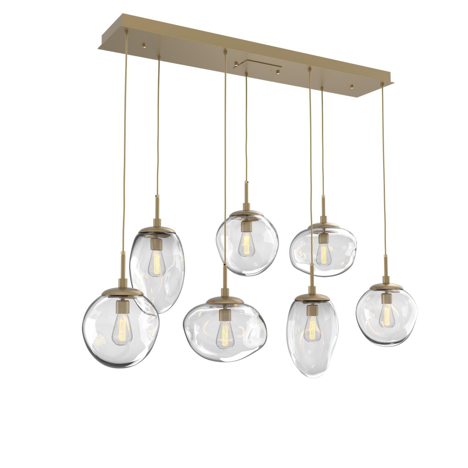 Shown in Gilded Brass finish and Blown Clear glass