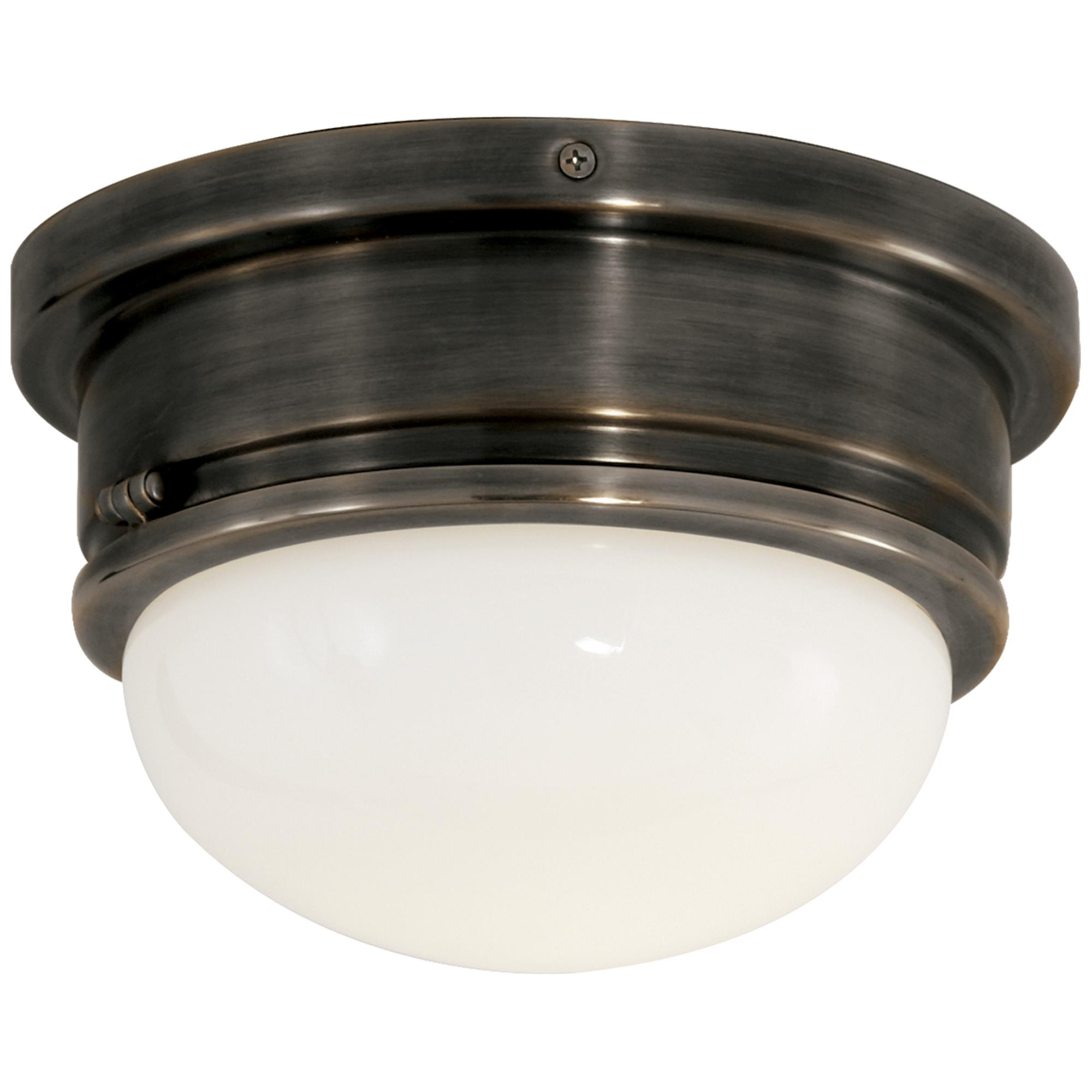Shown in Bronze finish and White glass