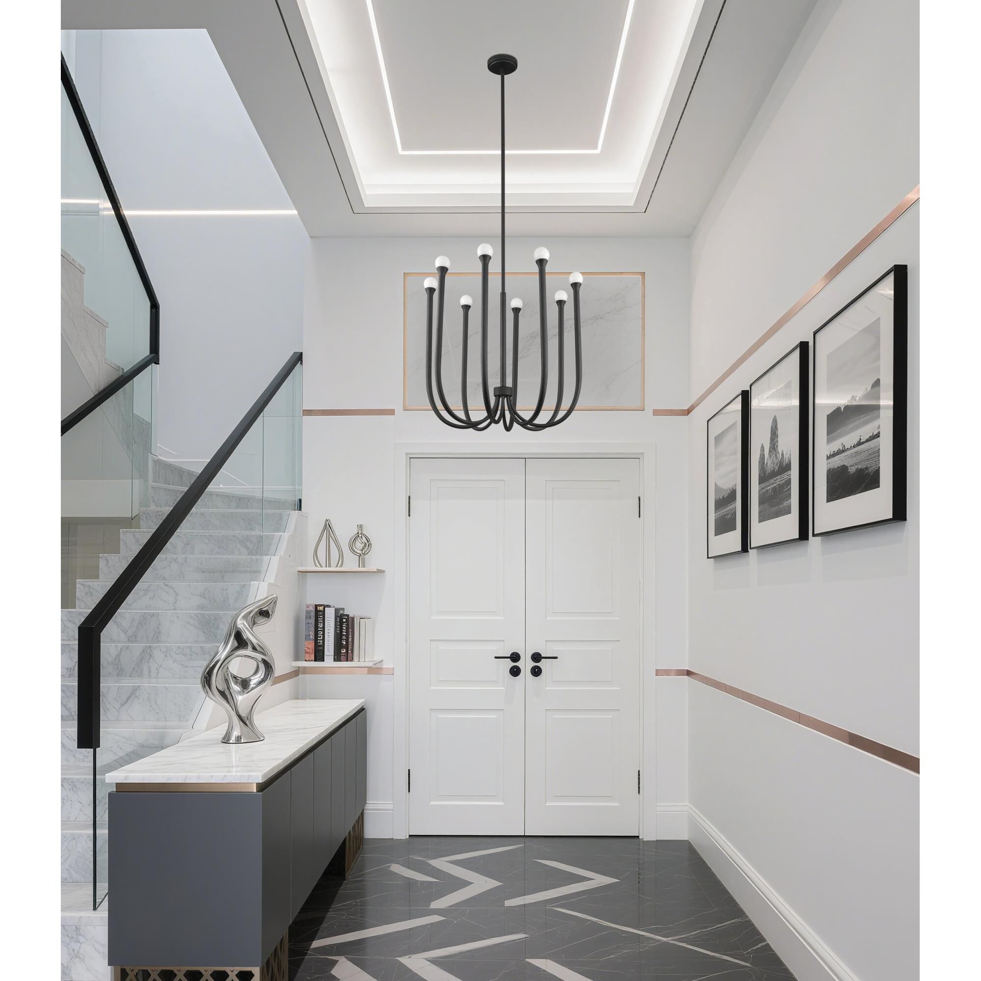 Shown in Plaster Black finish and Opal glass