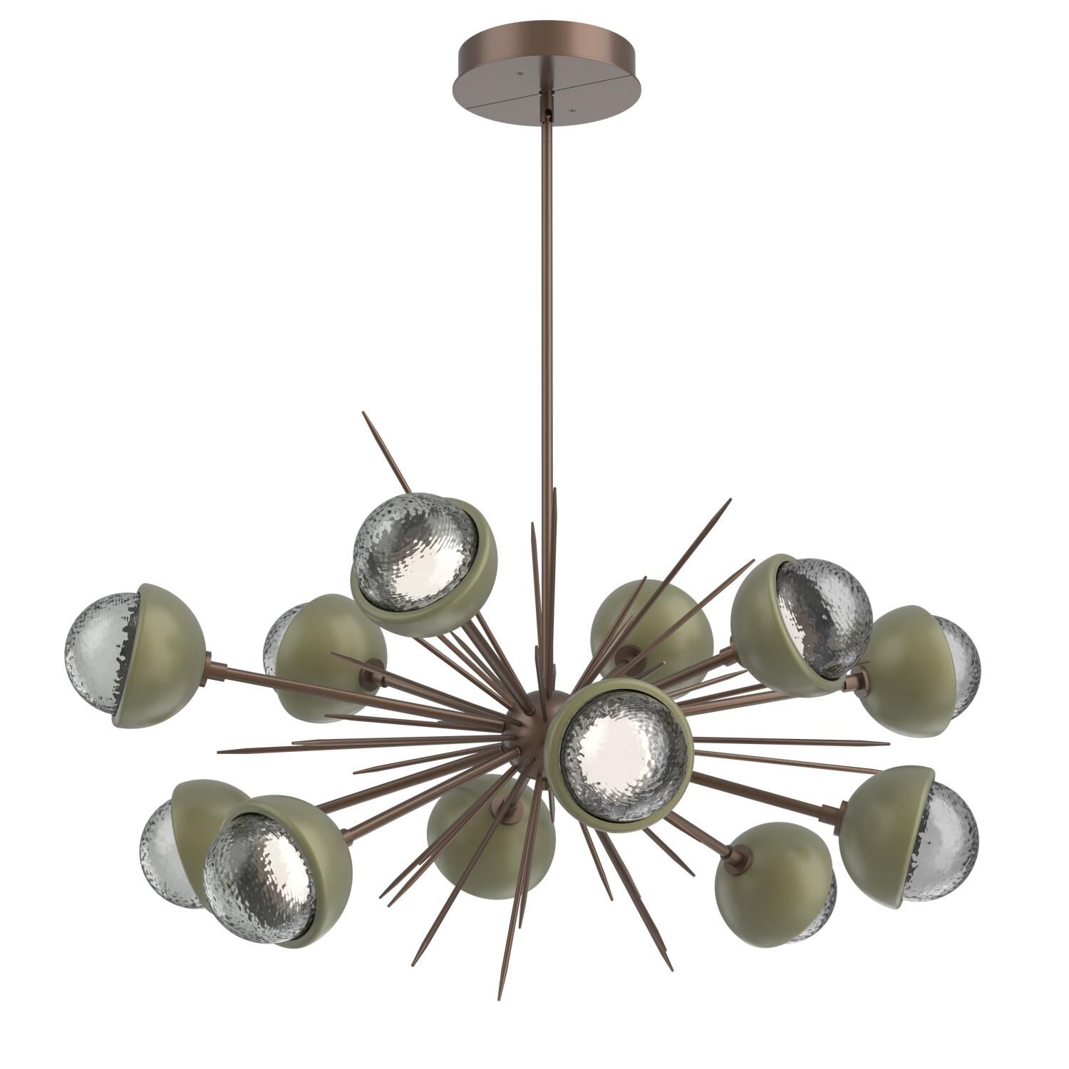 Shown in Burnished Bronze finish and Smoke glass and Sage Green accent