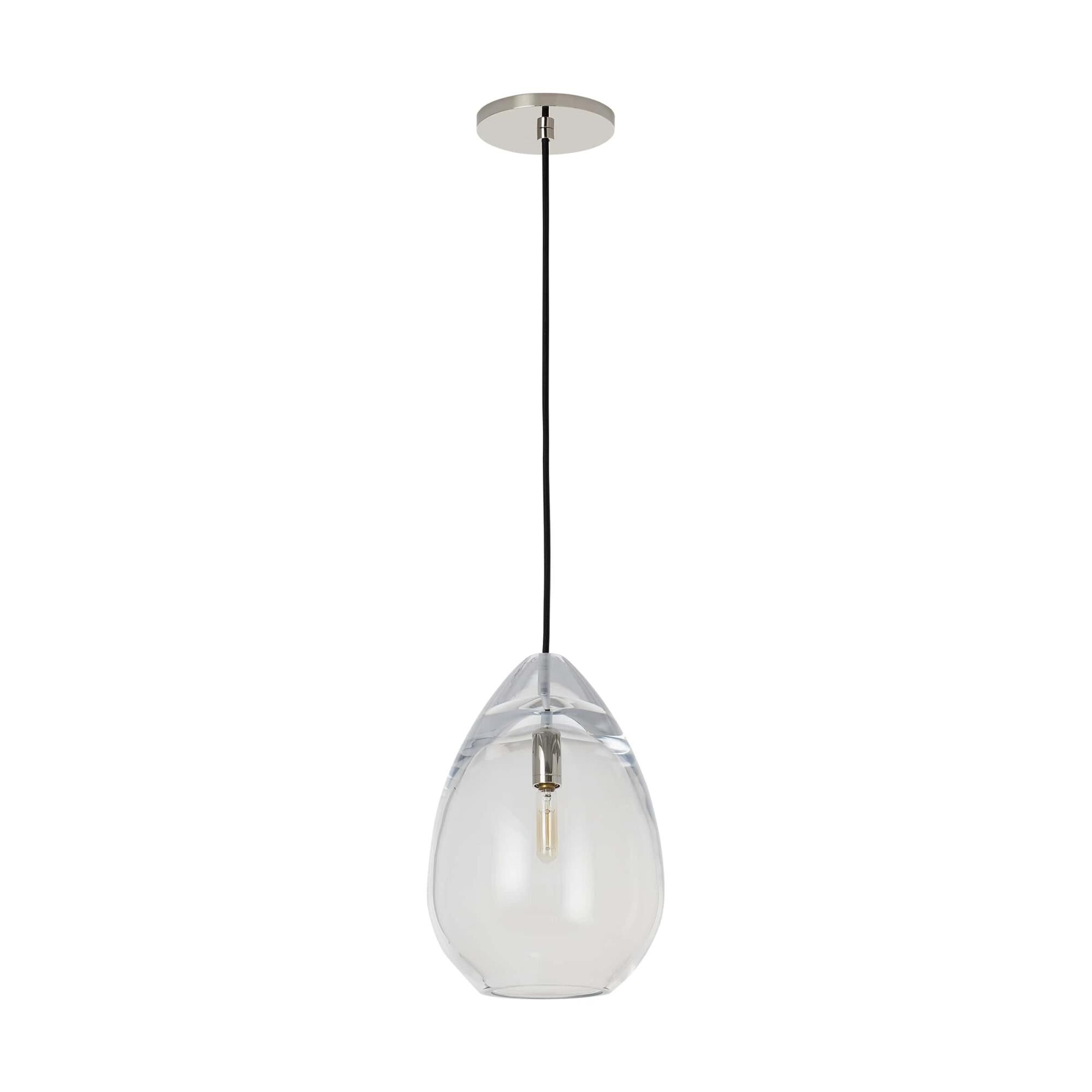 Shown in Polished Nickel finish and Glass shade