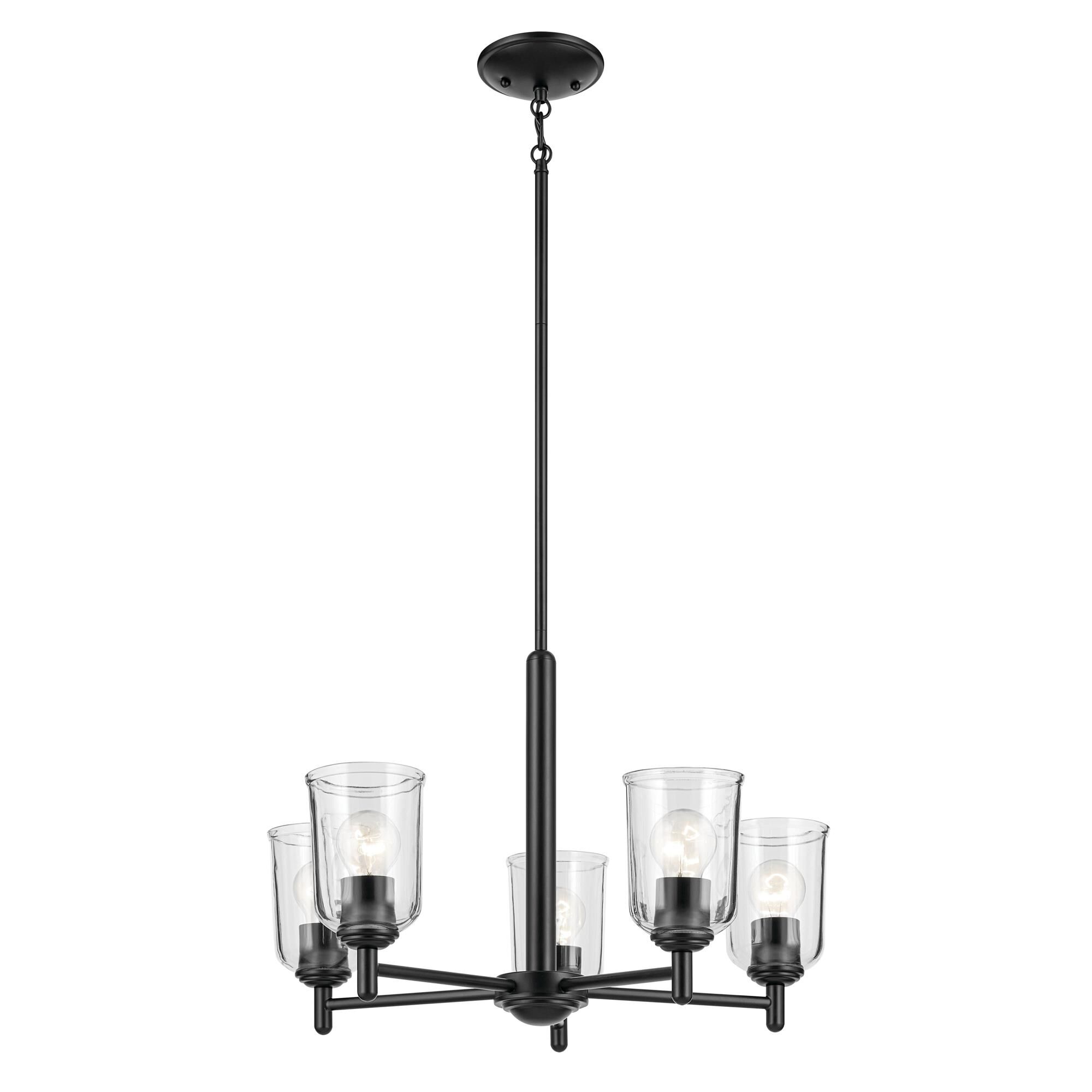 Shown in Black finish and Clear glass