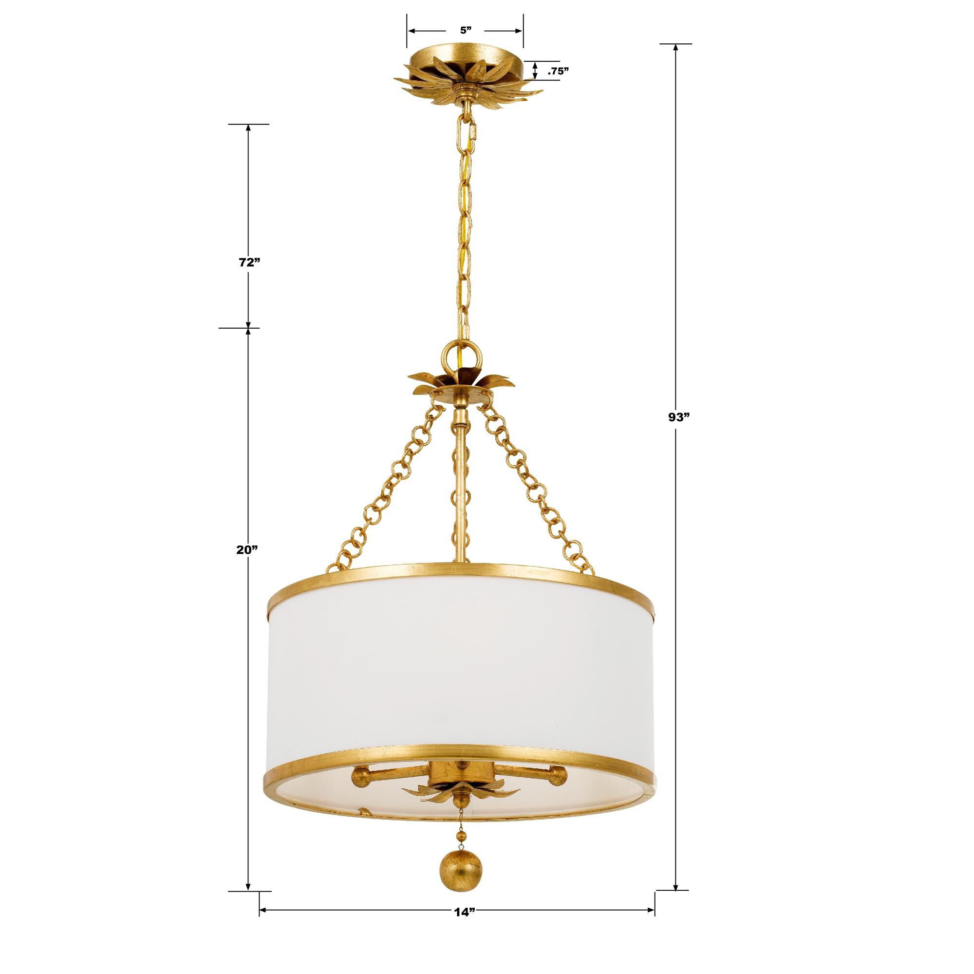 Shown in Antique Gold finish and Silk glass and White shade