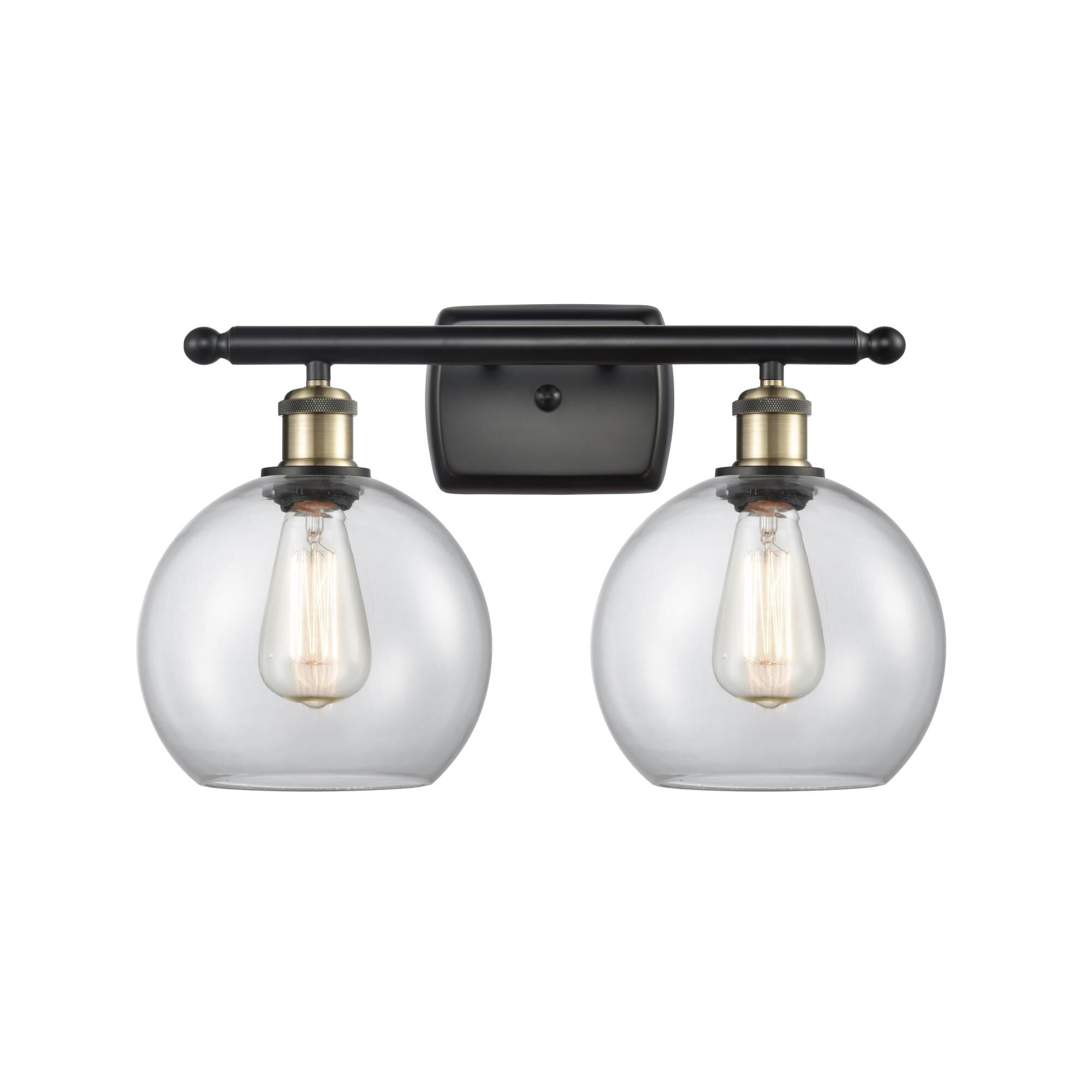 Shown in Black Antique Brass finish and Clear glass