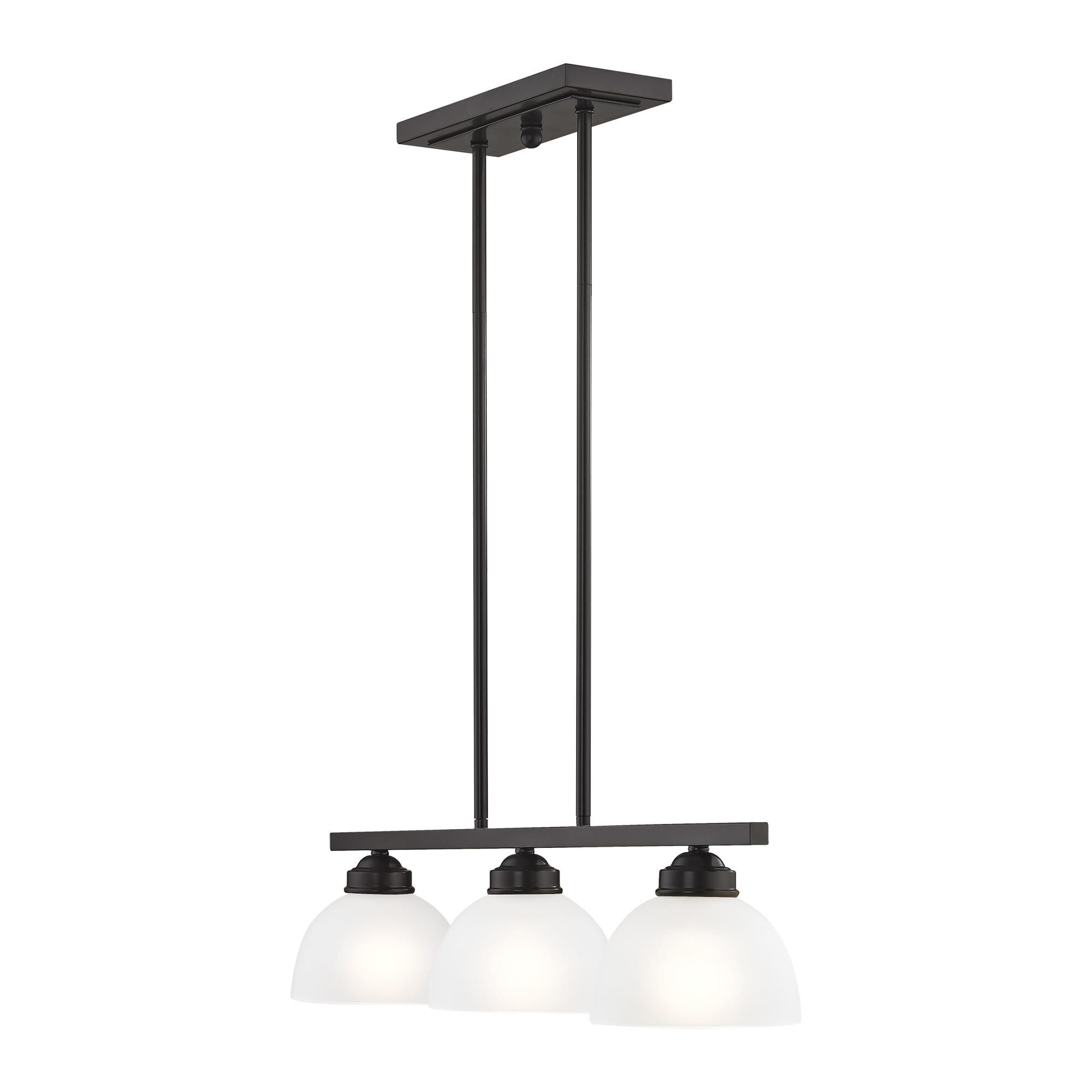 Shown in English Bronze finish and Satin glass