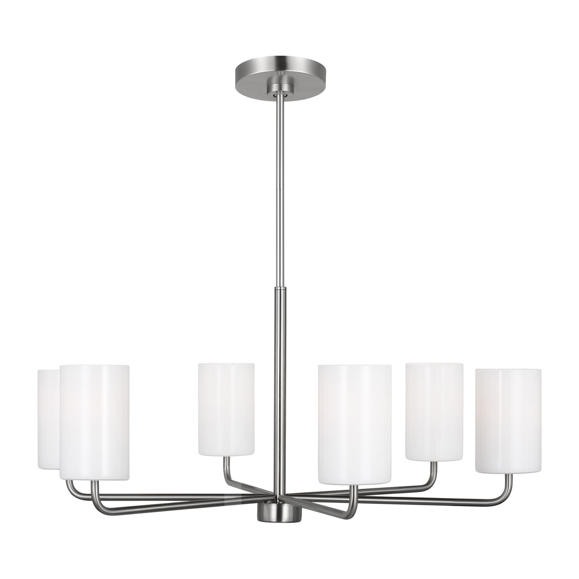 Shown in Brushed Steel finish and Clear Outside / Painted White Inside Glass s shade