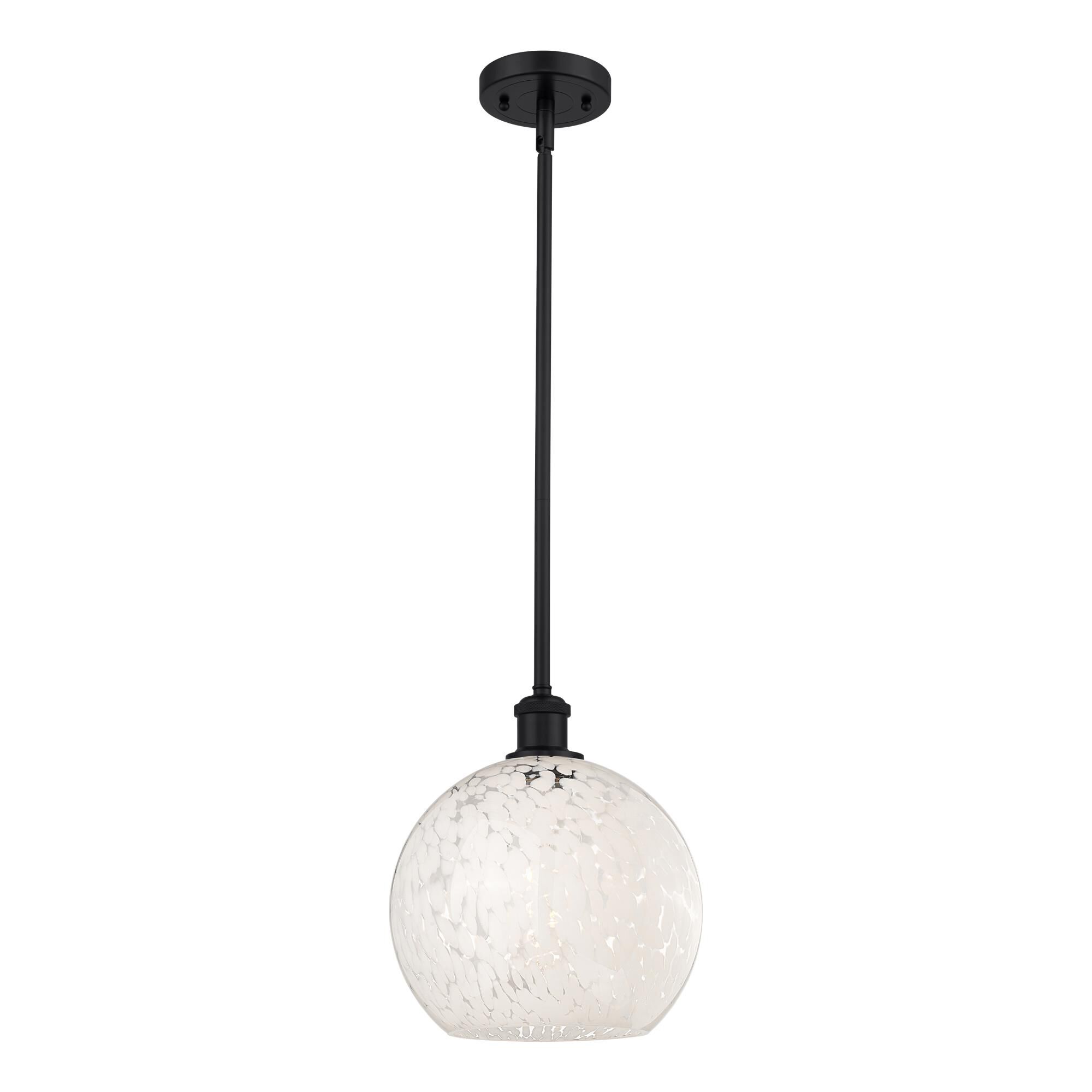 Shown in Matte Black finish and White Mouchette glass