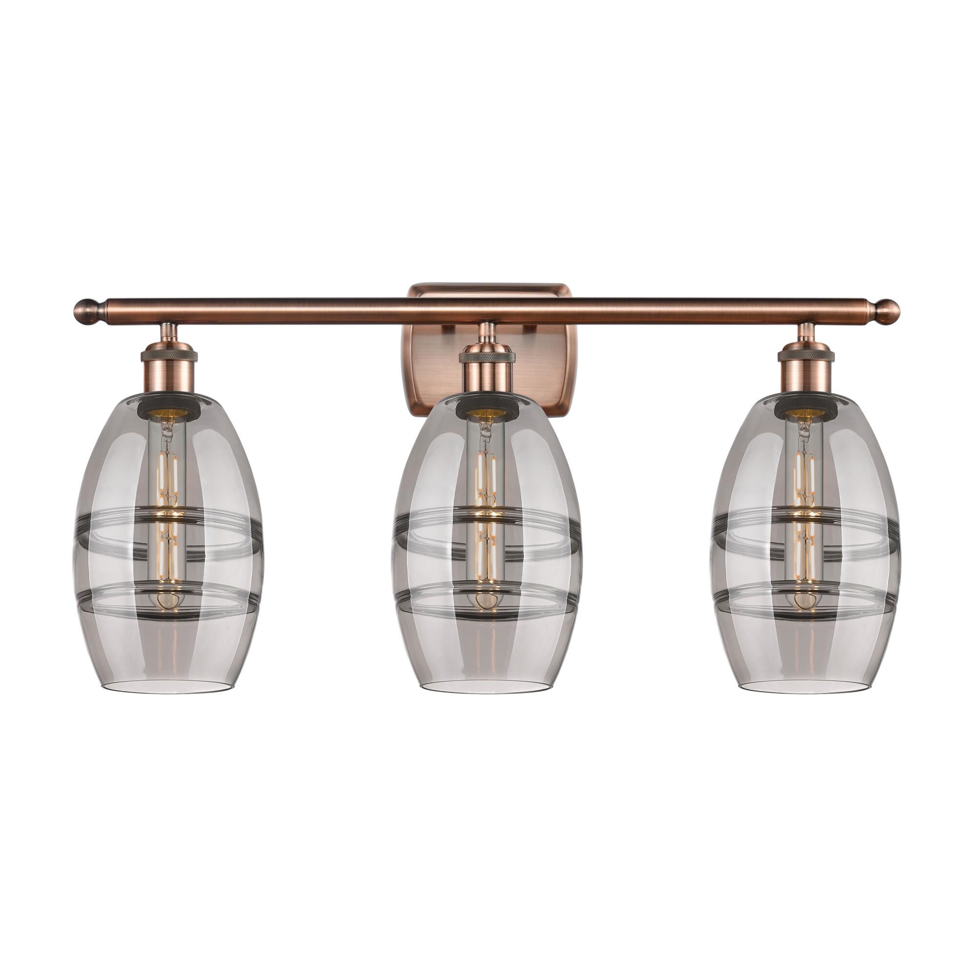 Shown in Antique Copper finish and Light Smoke glass