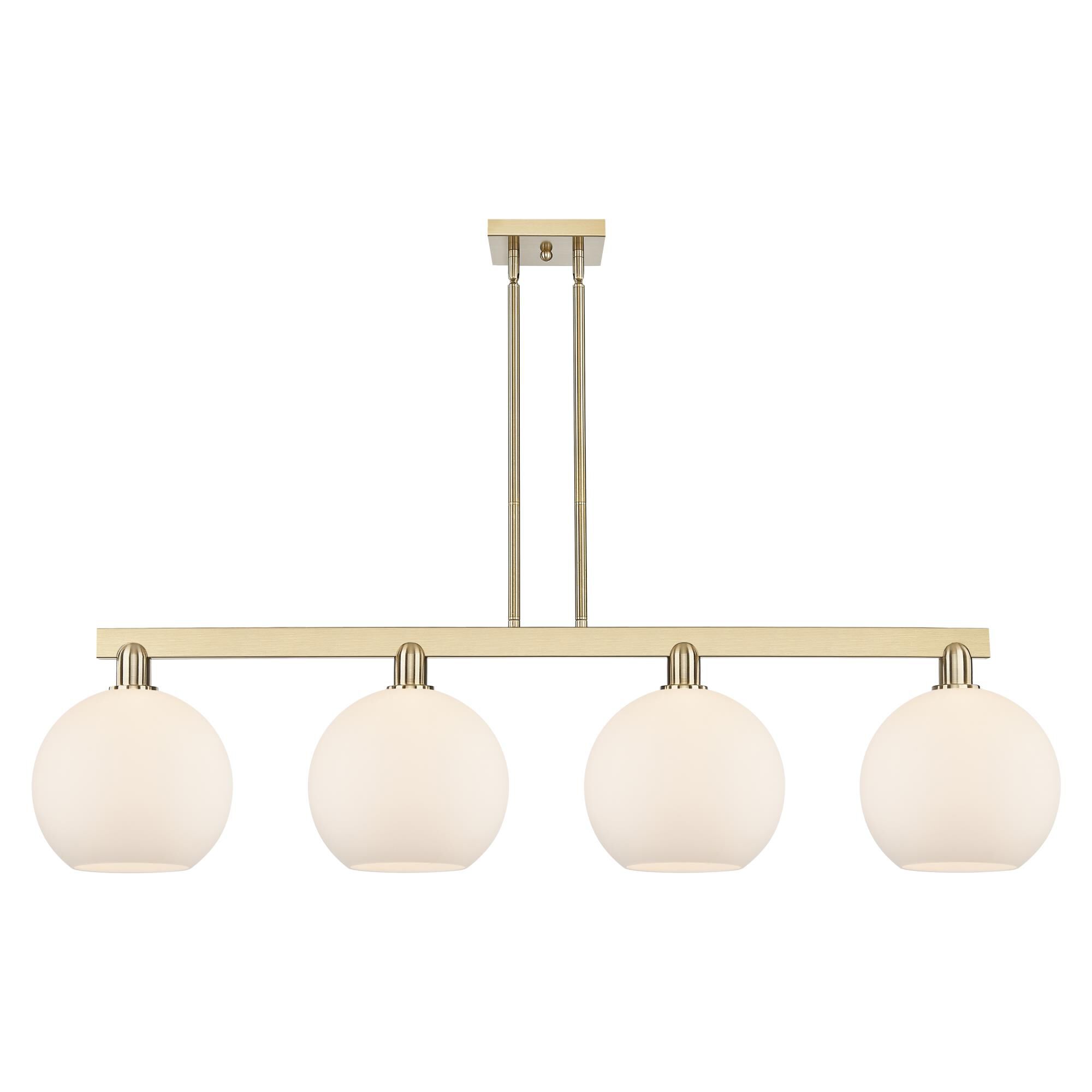 Shown in Champagne Bronze finish and Matte White glass