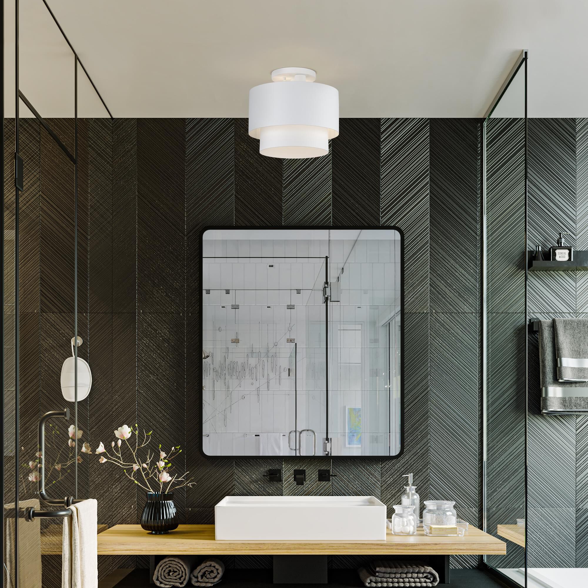 Shown in White finish and White Steel with White Inside shade