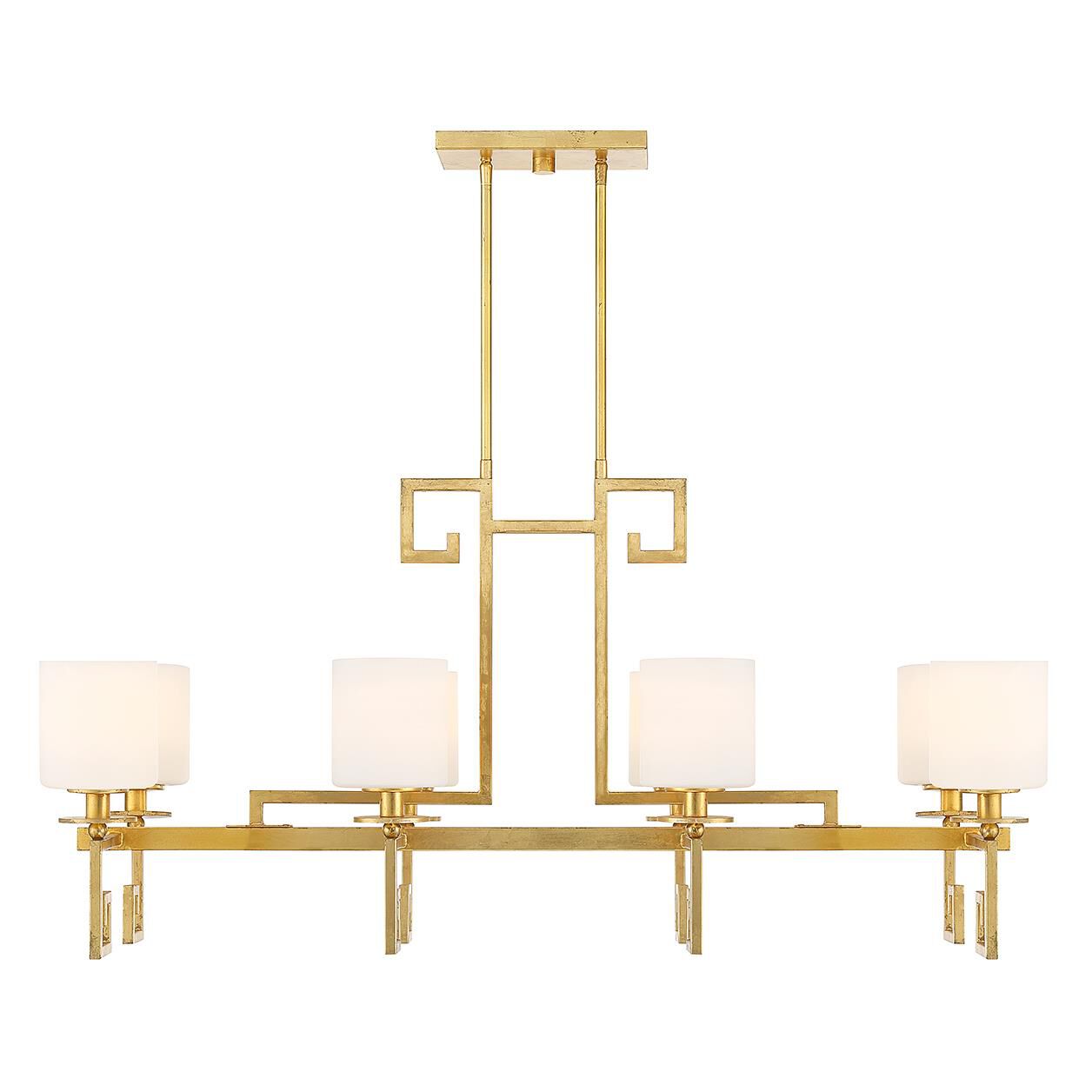 Shown in True Gold finish and White Opal glass