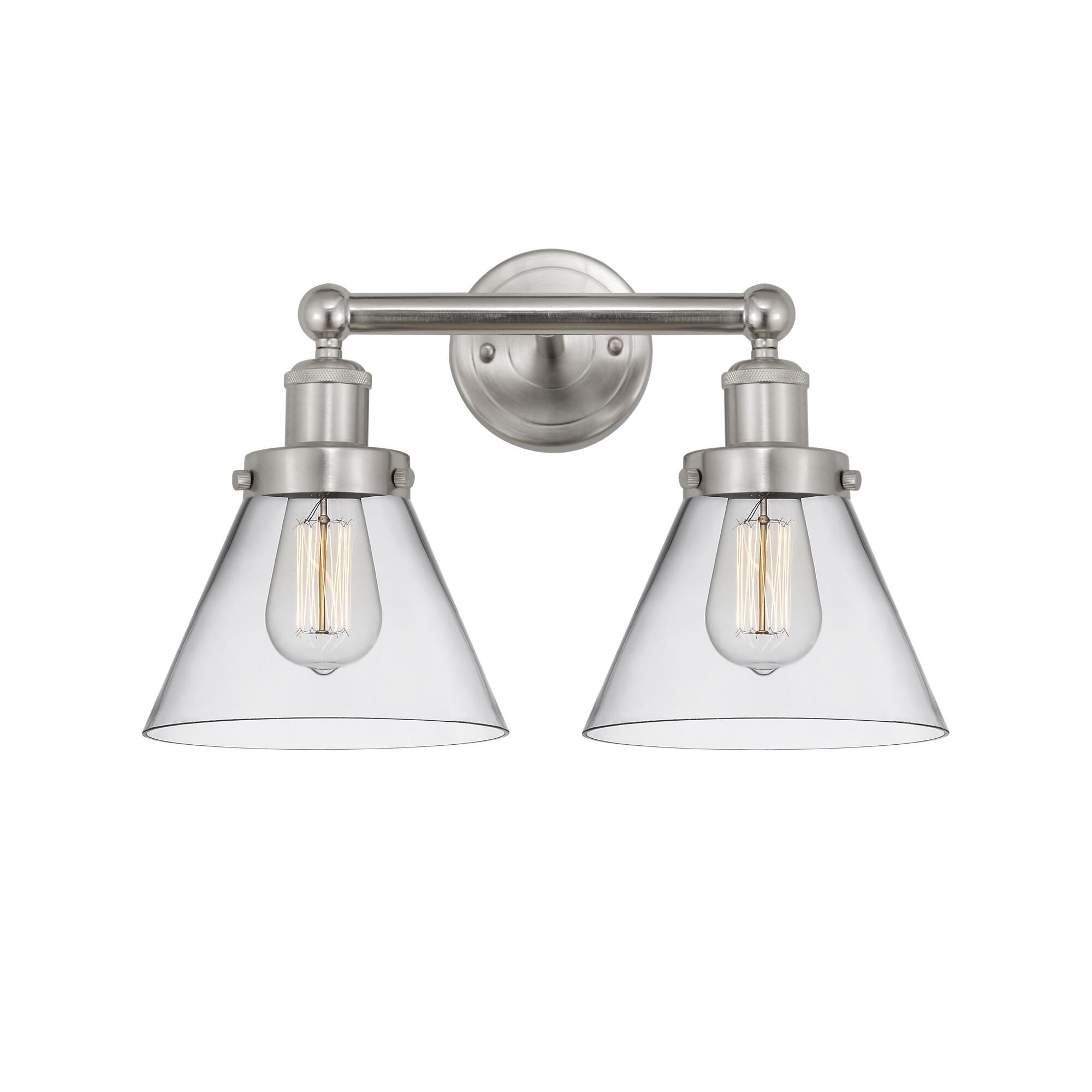 Shown in Brushed Satin Nickel, Clear finish and Clear glass and Clear Glass shade
