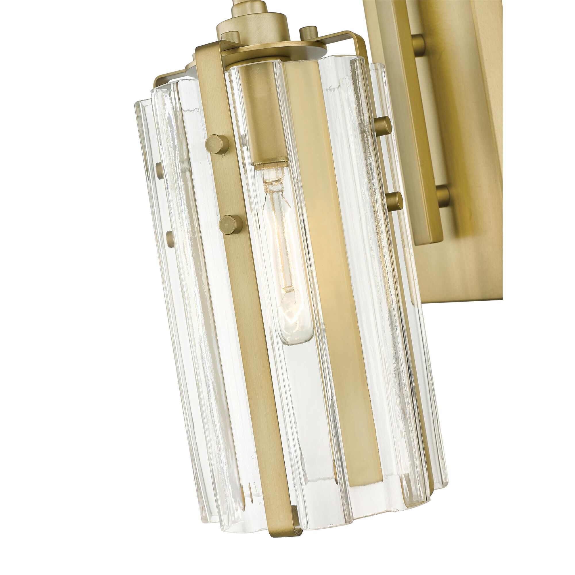 Shown in Rubbed Brass finish and Clear glass and Clear shade