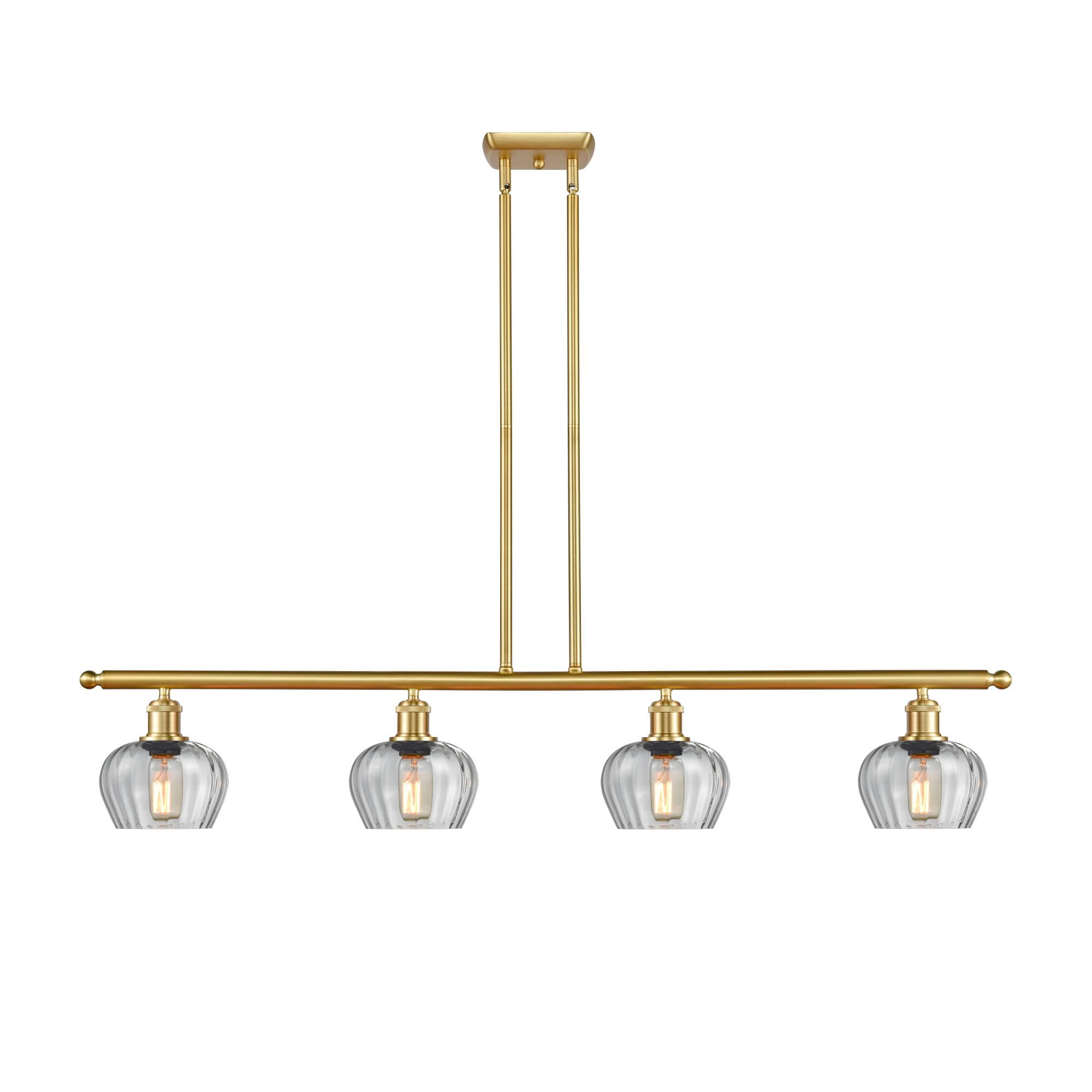 Shown in Satin Gold finish and Clear Fenton glass