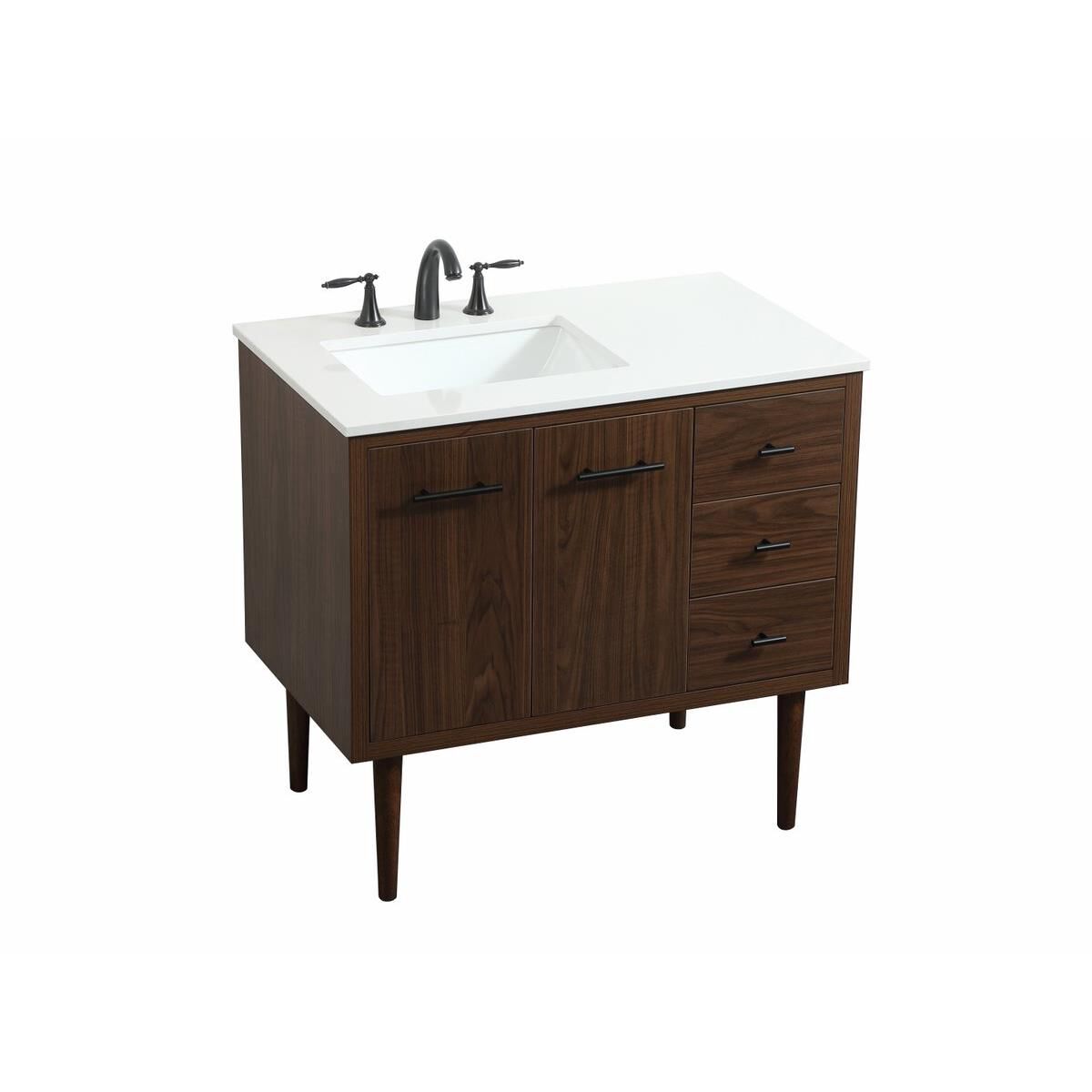 Shown in Walnut finish and No Backsplash accent