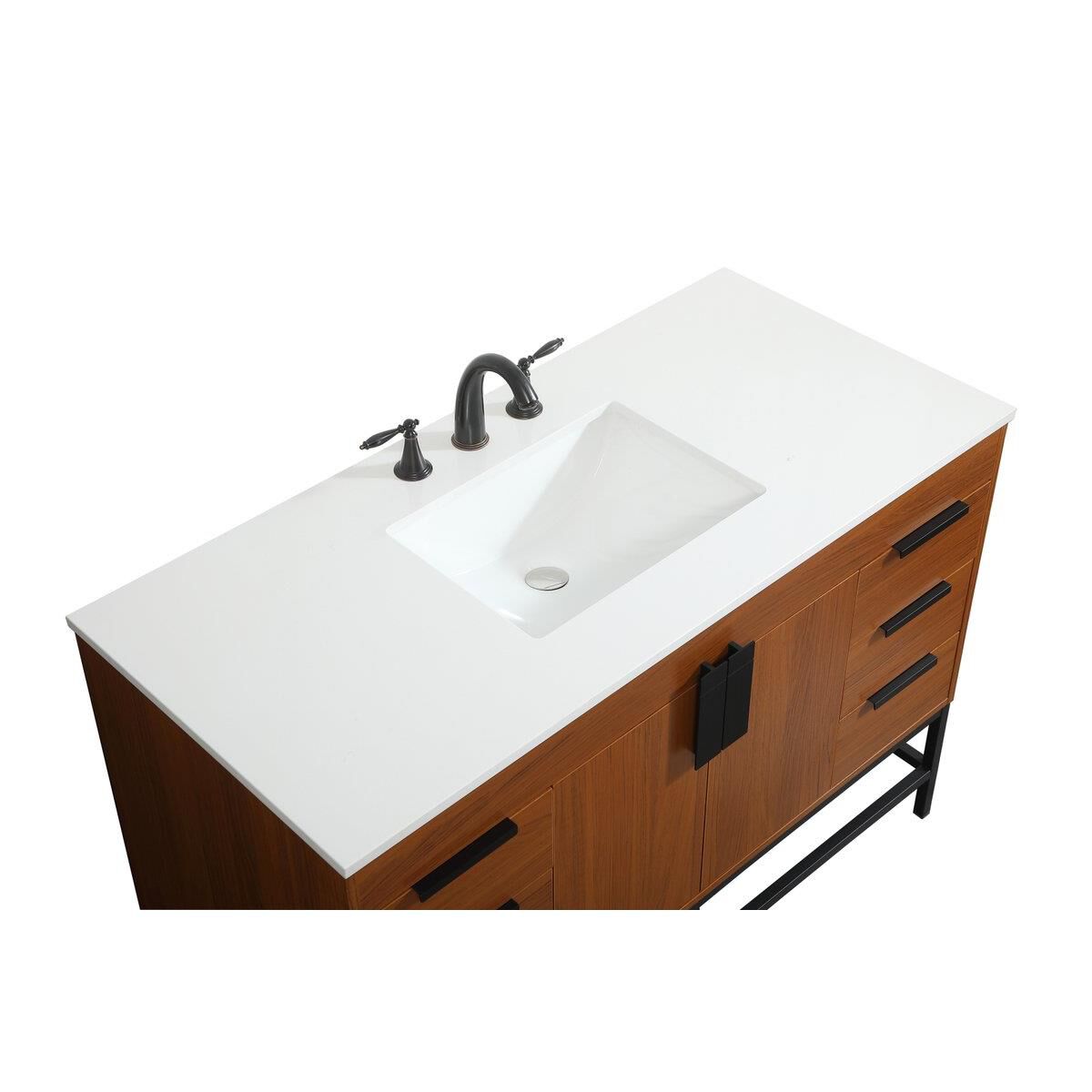 Shown in Teak finish and Without Backsplash accent