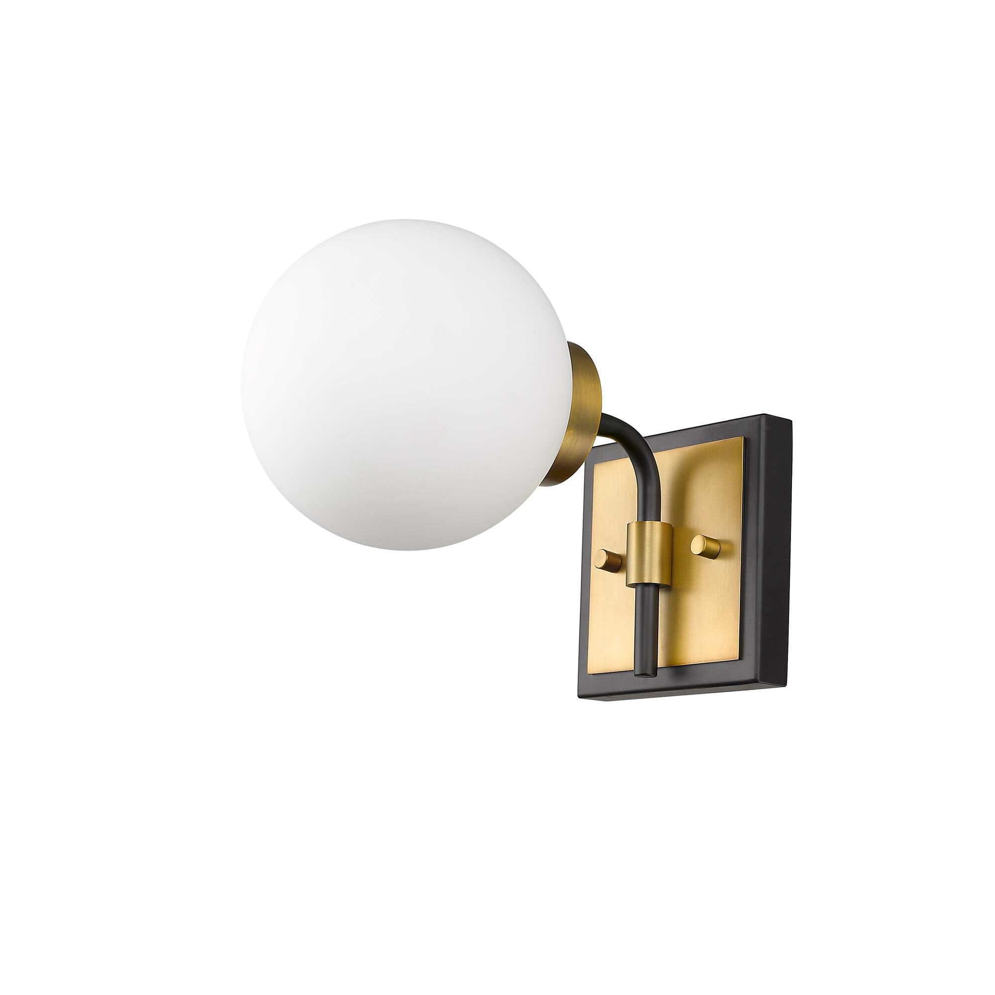 Shown in Matte Black + Olde Brass finish and Glass shade