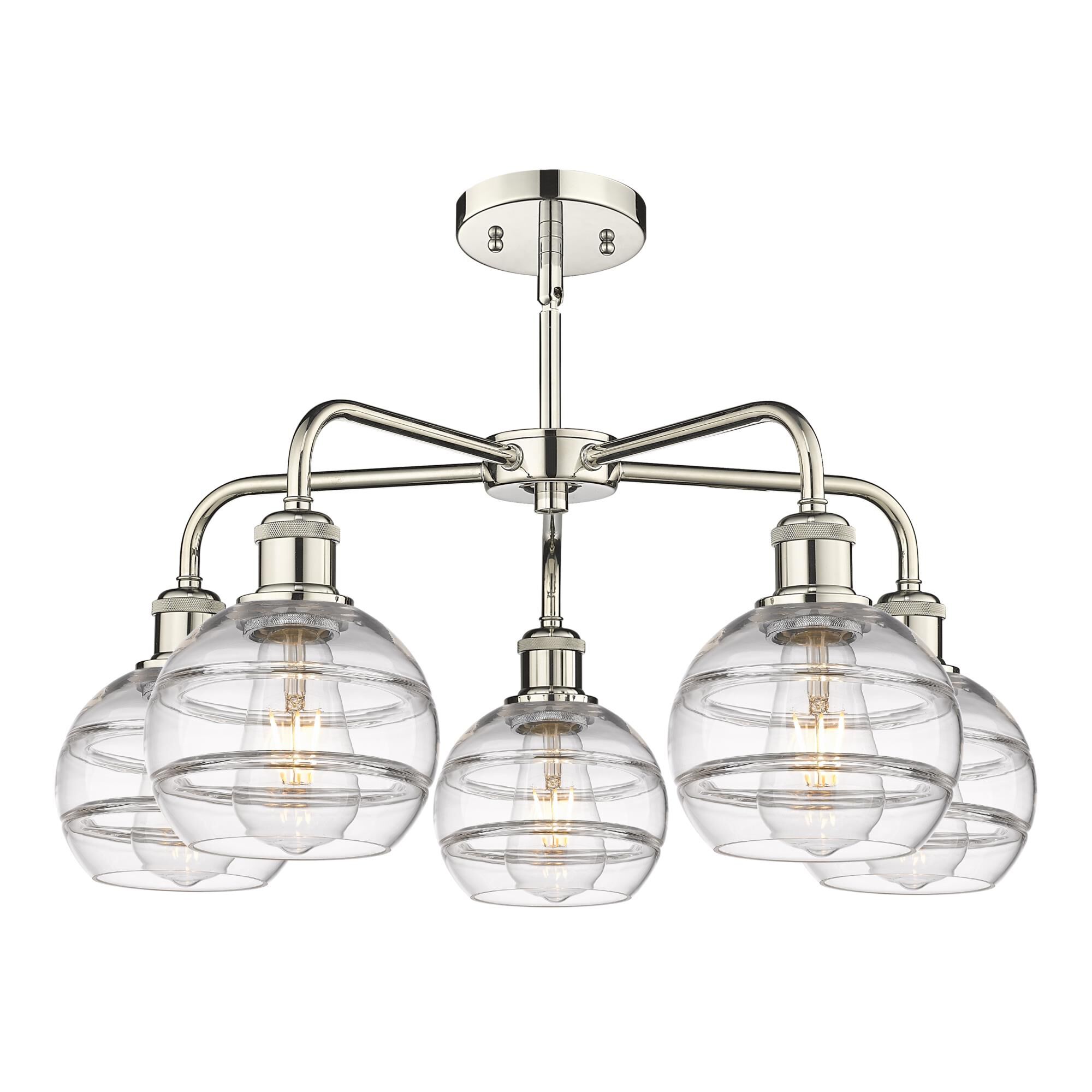 Shown in Polished Nickel finish and Clear glass