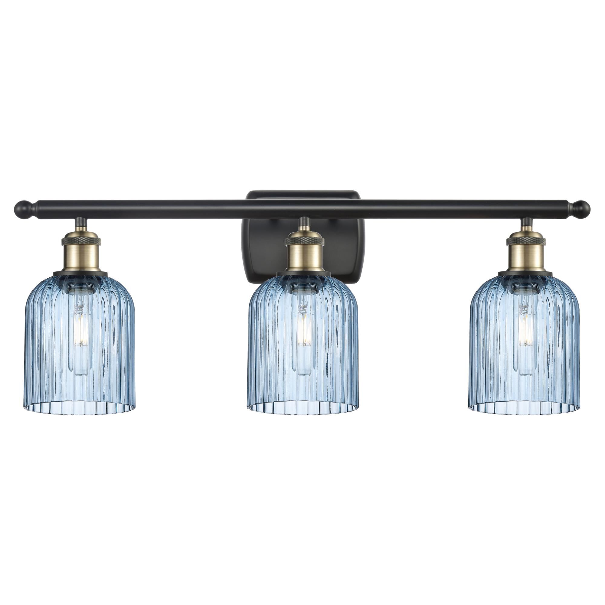 Shown in Black Antique Brass finish and Princess Blue shade