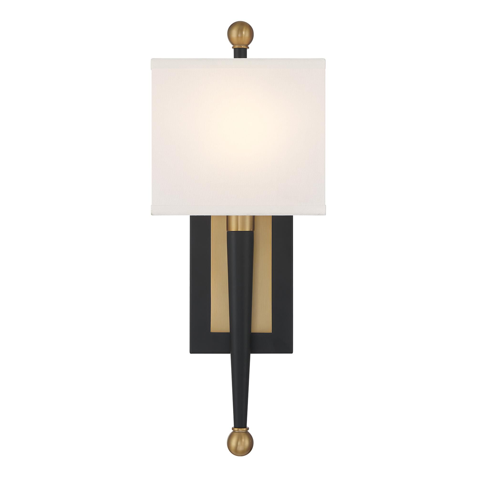 Shown in Matte Black and Vibrant Gold finish and Silk shade