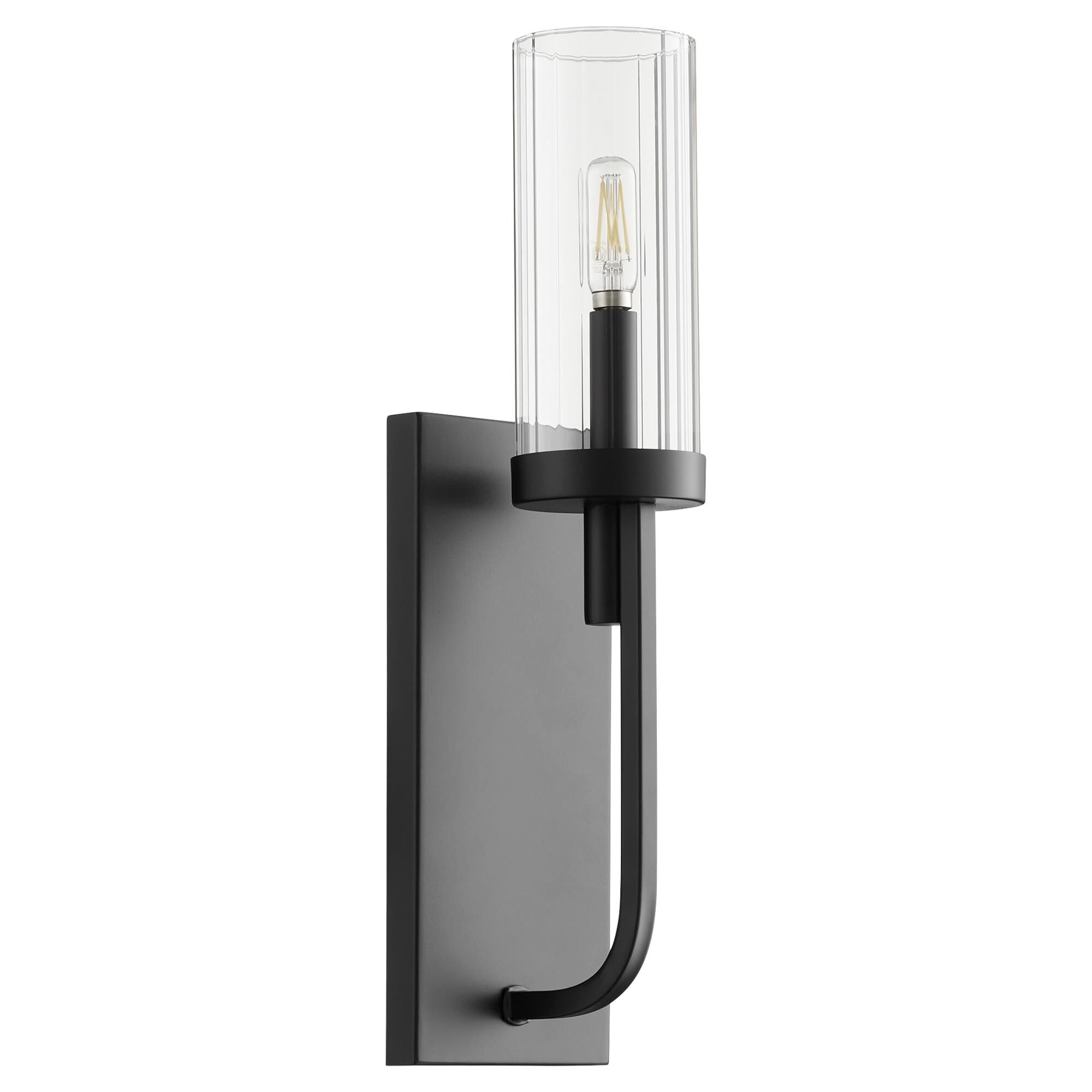 Shown in Textured Black W/ Clear Fluted Glass finish