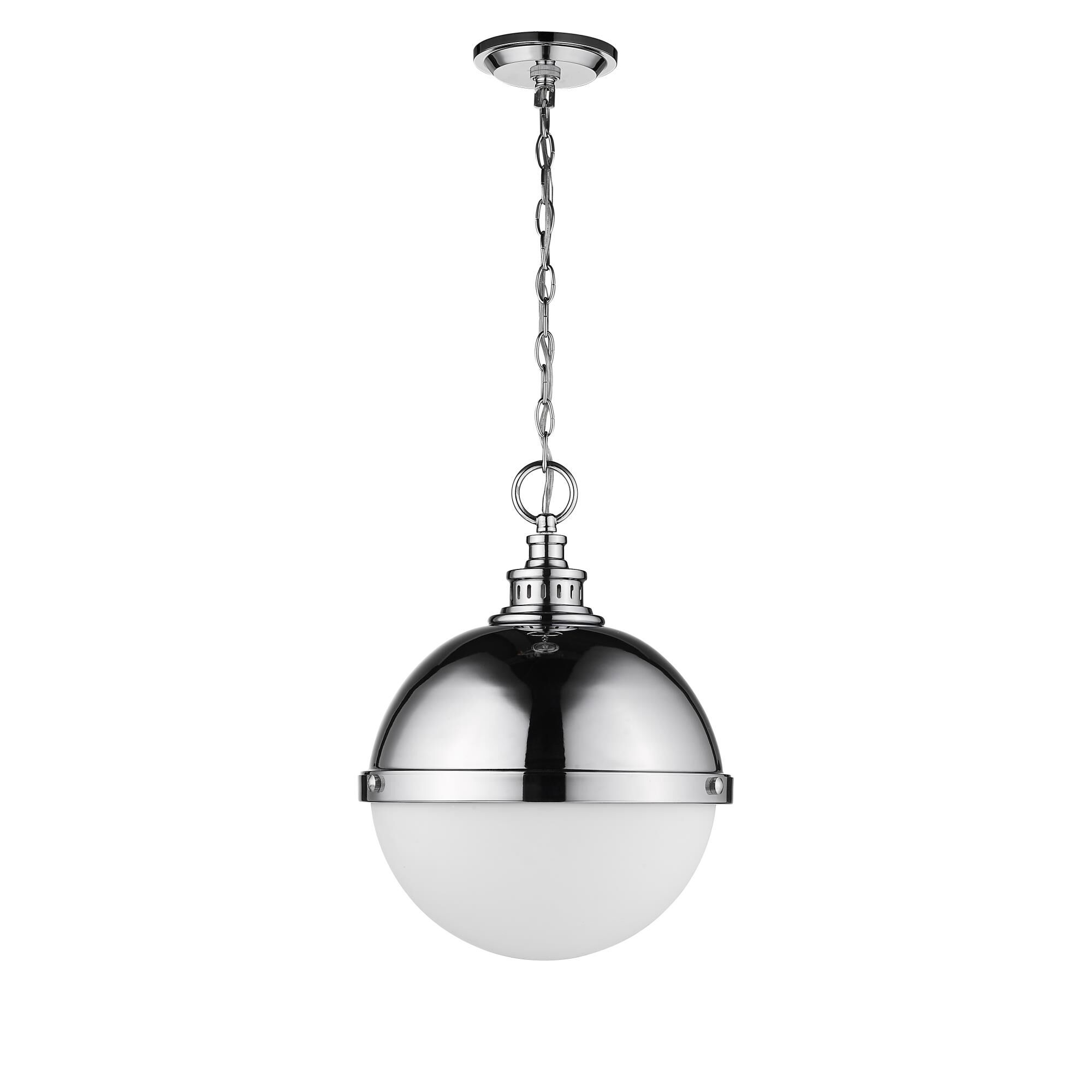 Shown in Chrome finish and Glass shade