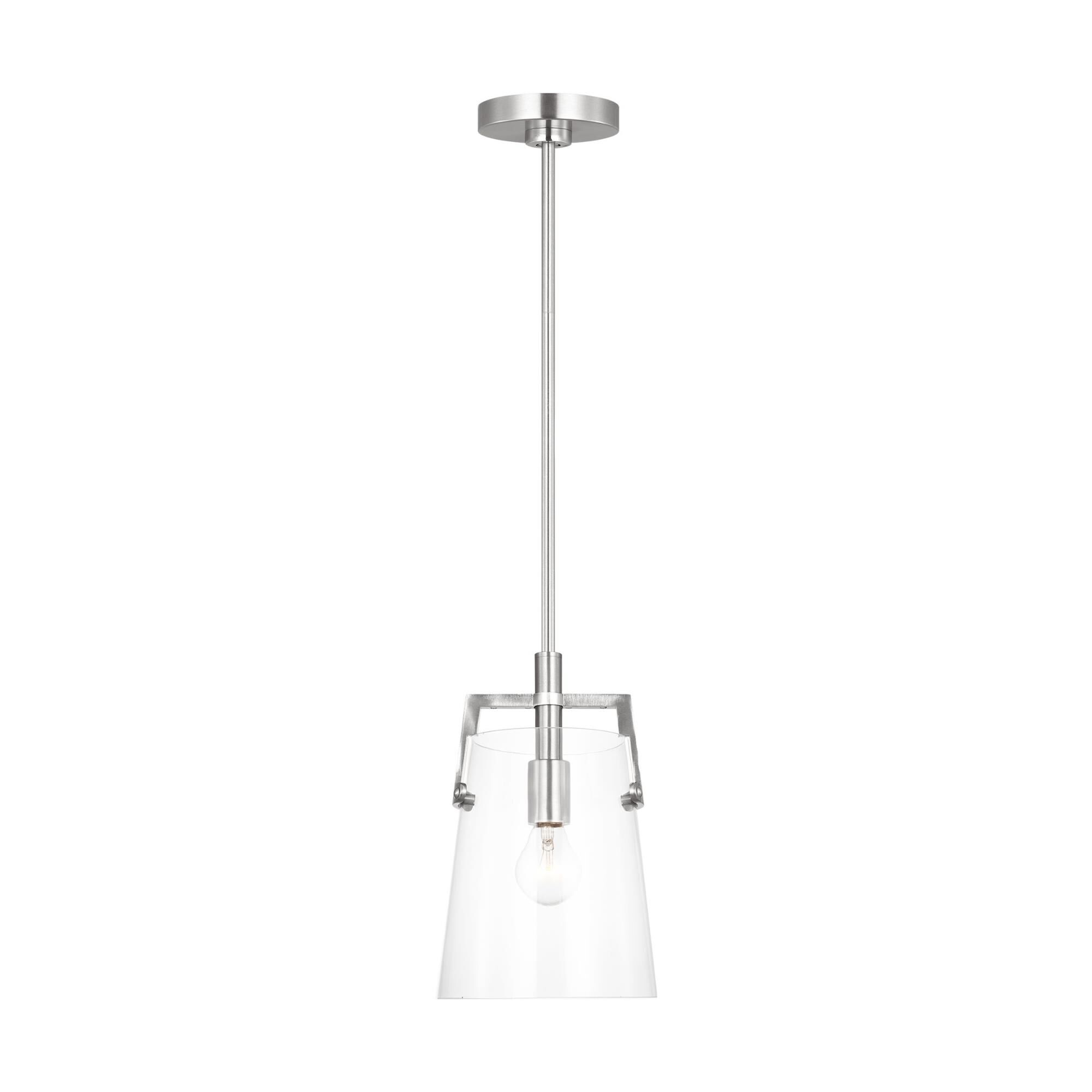 Shown in Brushed Nickel finish and Clear glass