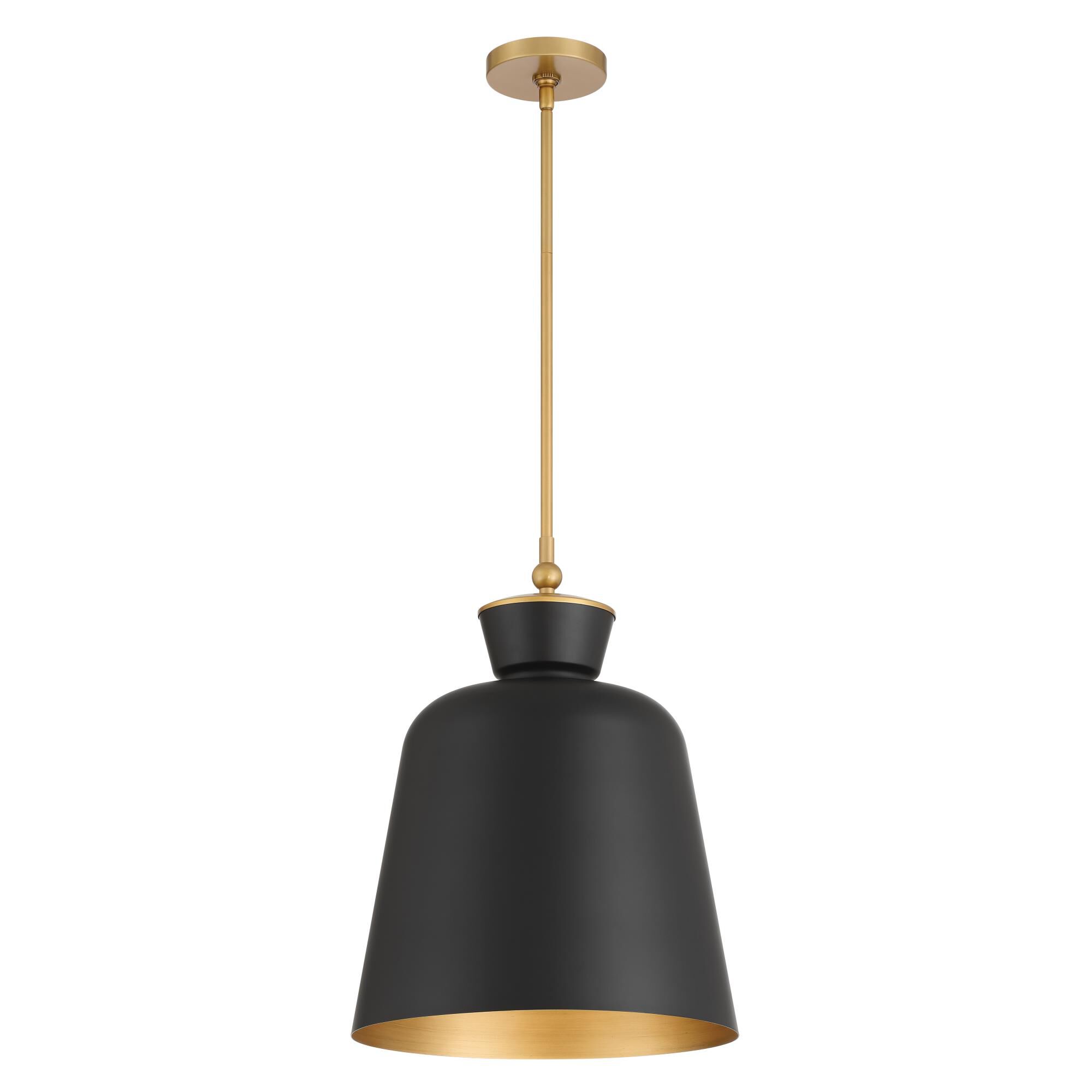Shown in Legacy Brass & Dark Matte Blac finish and Dark Matte Black glass and Steel shade