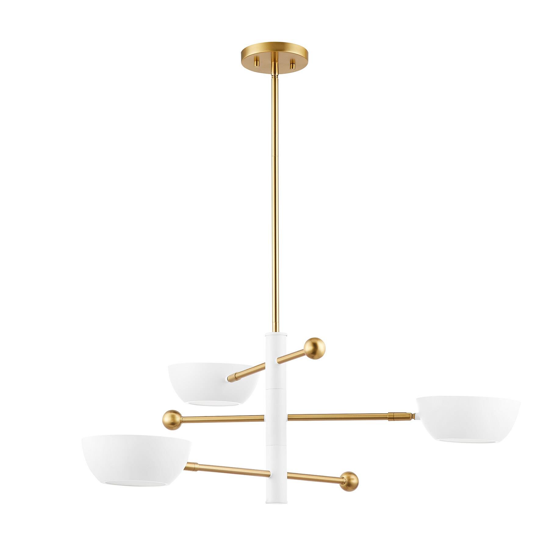 Shown in White and Natural Brass finish and Metal shade