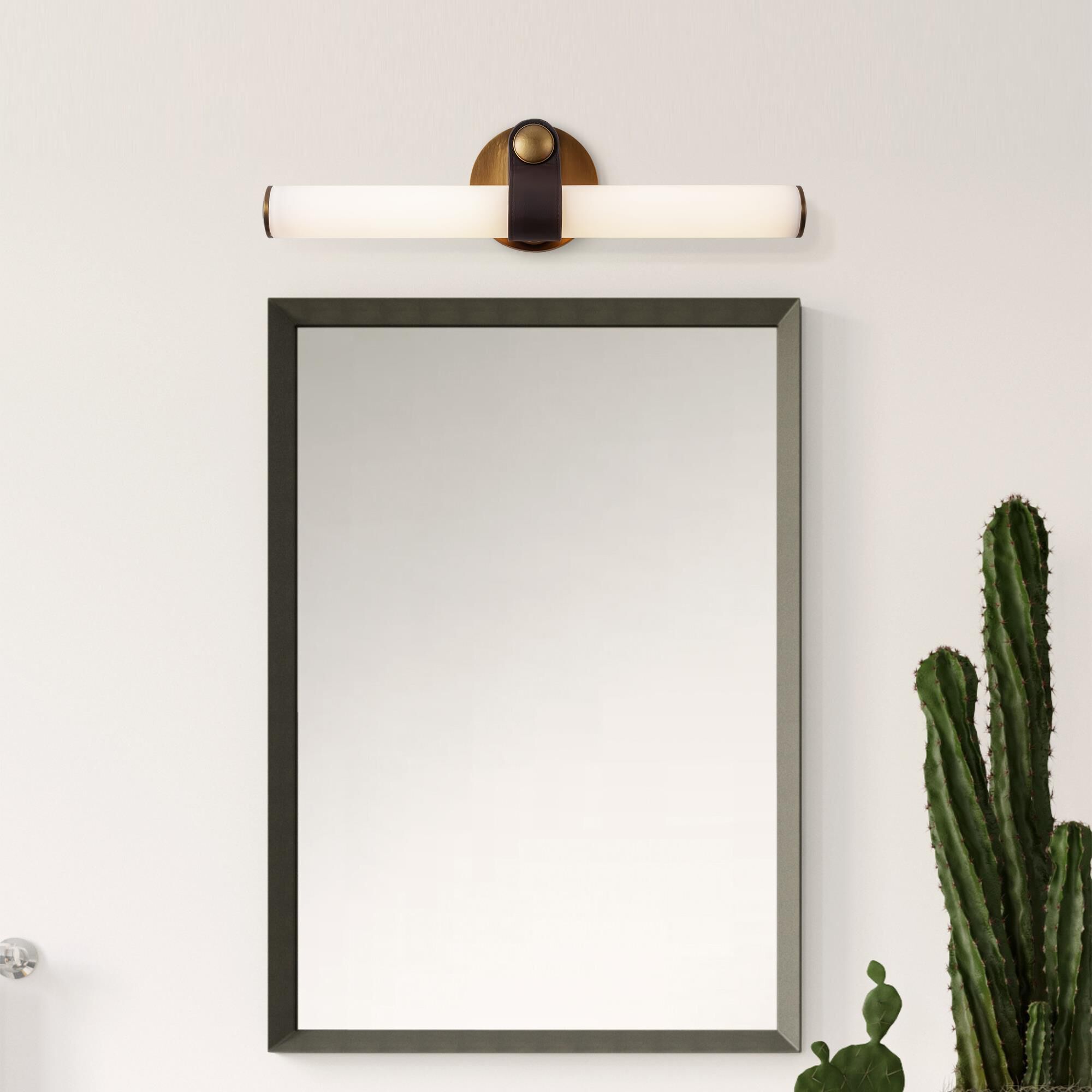 Shown in Vintage Brass finish and Glossy Opal glass